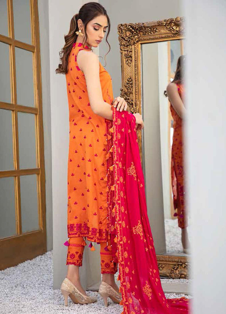 Banafsheh Embroidered Lawn Suits Unstitched 3 Piece BF21LF D-06 - Festive Collection