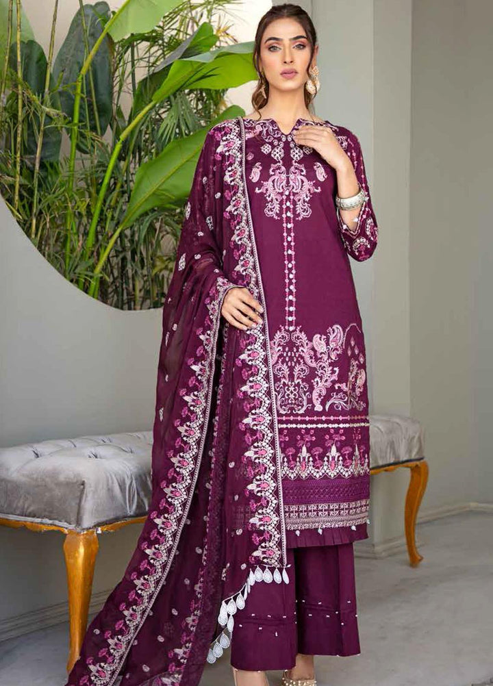 Banafsheh Embroidered Lawn Suits Unstitched 3 Piece BF21LF D-07 - Festive Collection