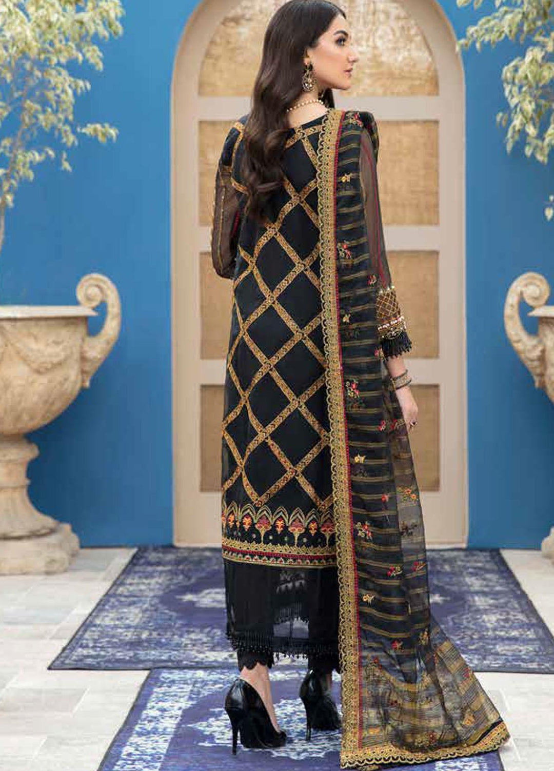 Banafsheh Embroidered Organza Suits Unstitched 3 Piece BF21LF BNL-01 - Formals Collection