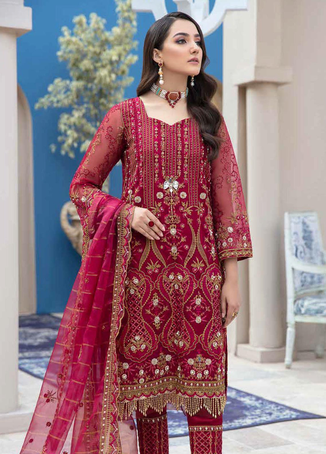 Banafsheh Embroidered Organza Suits Unstitched 3 Piece BF21LF BNL-03 - Formals Collection