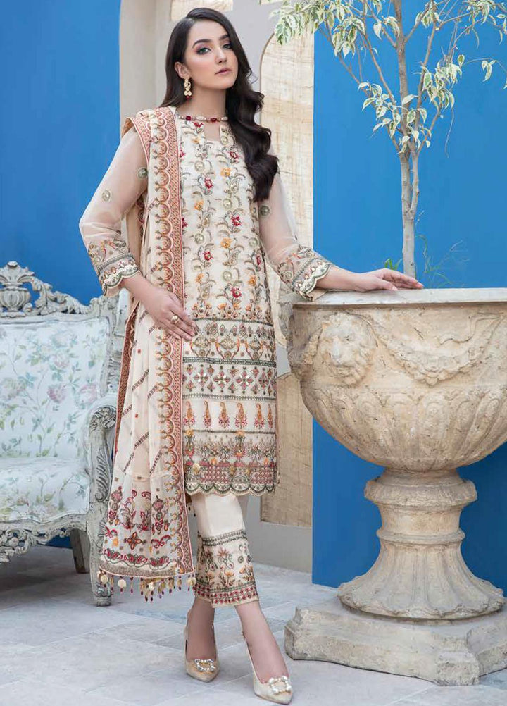 Banafsheh Embroidered Organza Suits Unstitched 3 Piece BF21LF BNL-04 - Formals Collection