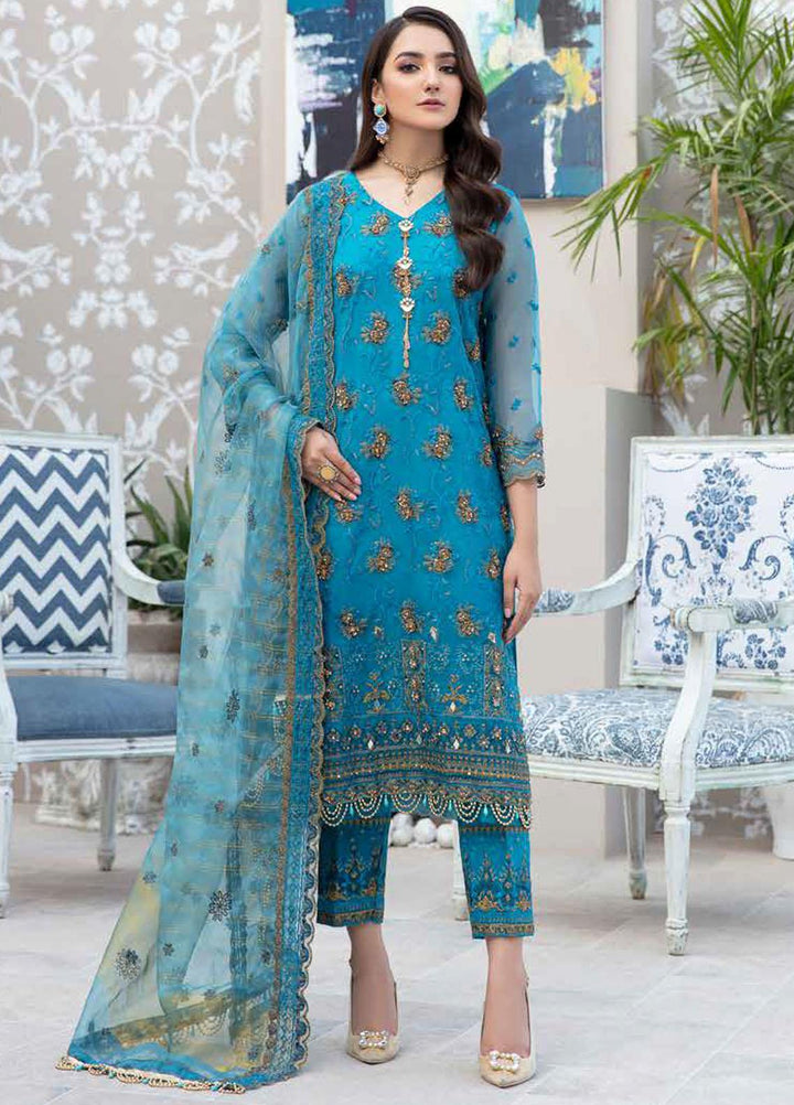 Banafsheh Embroidered Organza Suits Unstitched 3 Piece BF21LF BNL-05 - Formals Collection