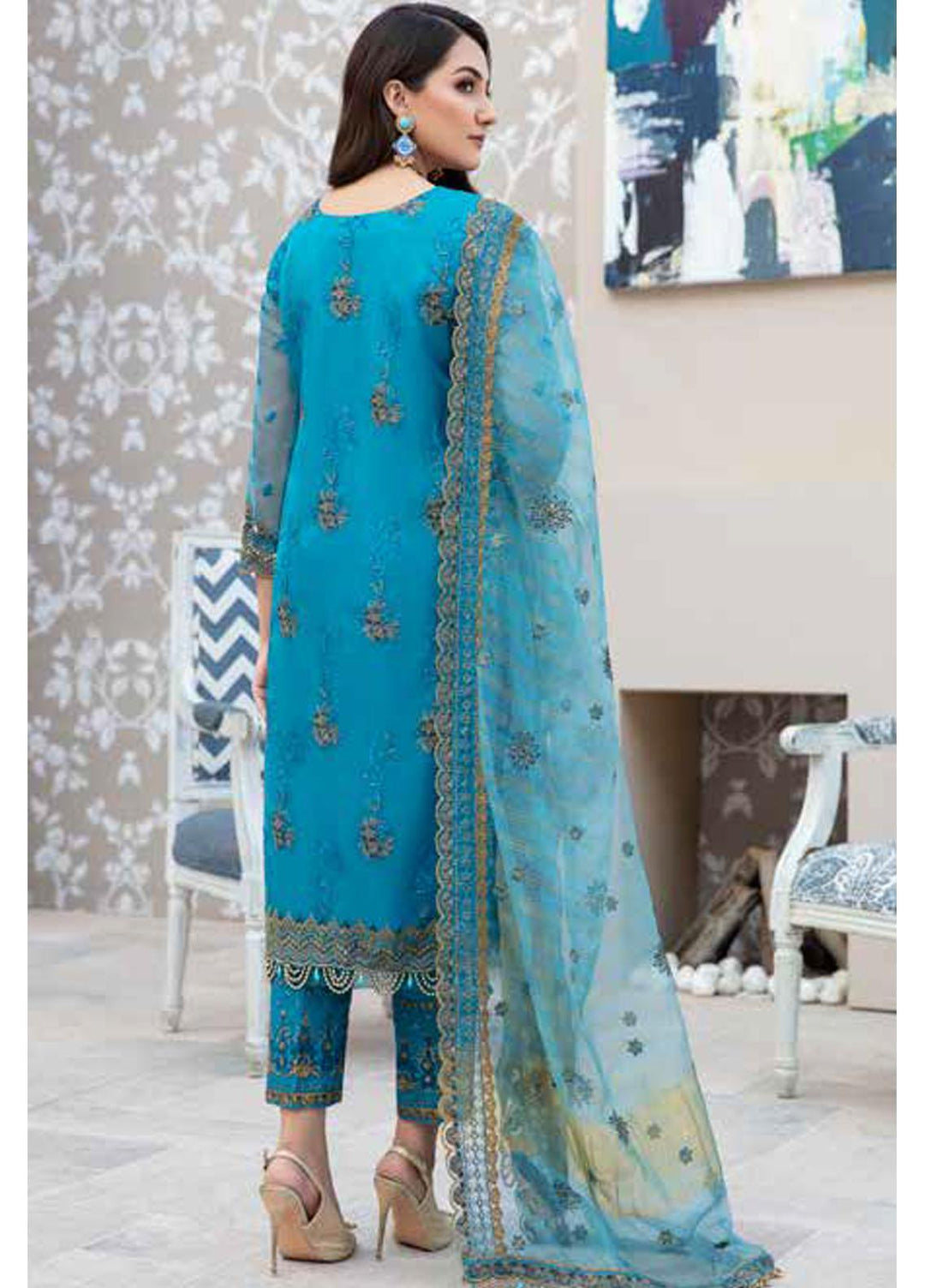Banafsheh Embroidered Organza Suits Unstitched 3 Piece BF21LF BNL-05 - Formals Collection