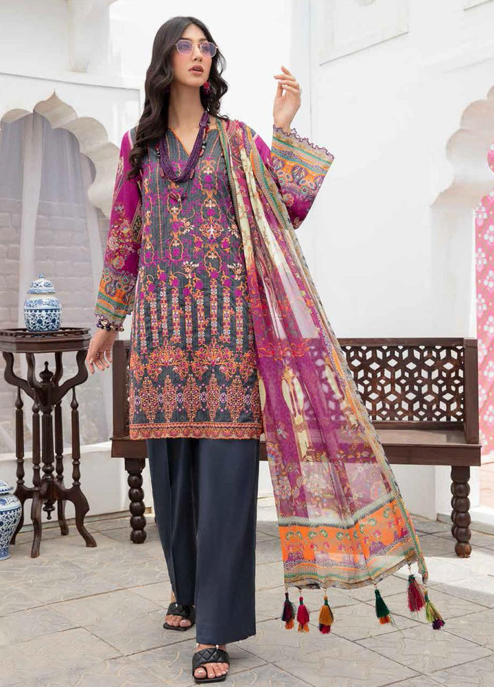 Banafsheh Embroidered Lawn Suits Unstitched 3 Piece BF21LL 08 - Luxury Collection