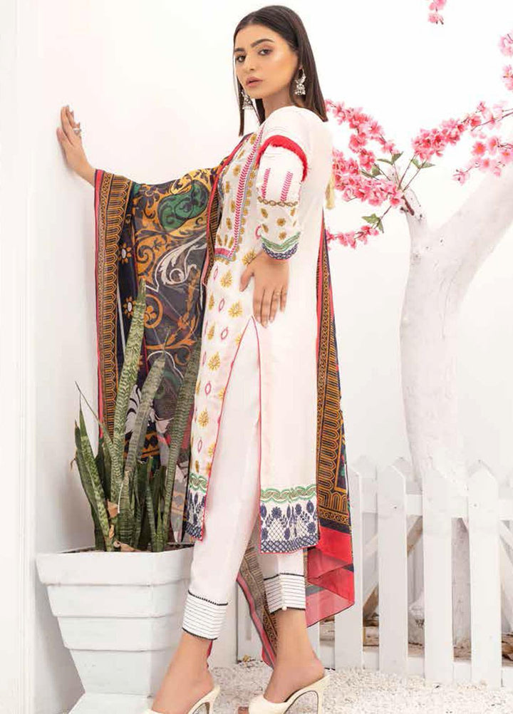 Banafsheh Embroidered Lawn Suits Unstitched 3 Piece BF21PE D-01 - Summer Collection