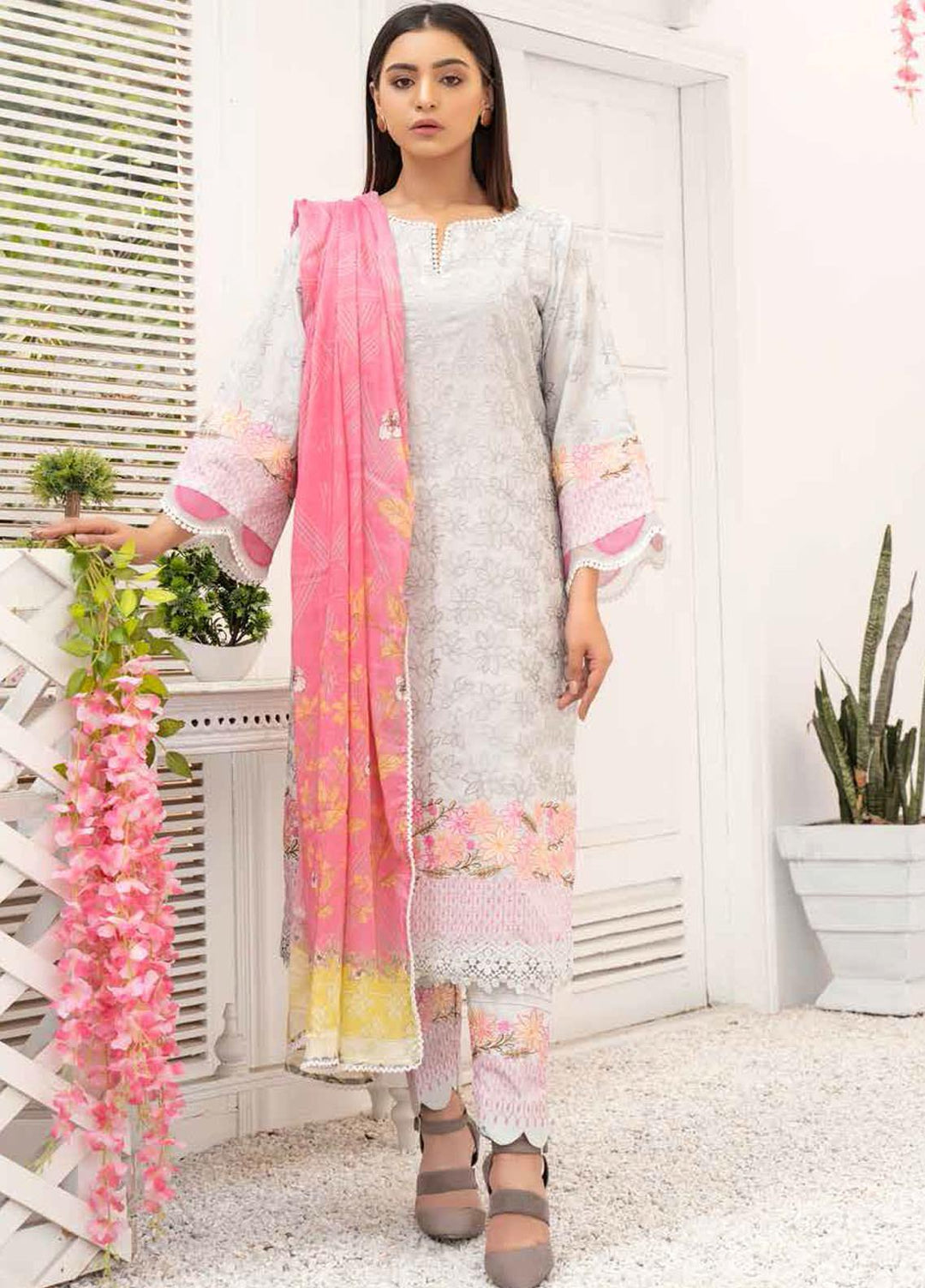 Banafsheh Embroidered Lawn Suits Unstitched 3 Piece BF21PE D-04 - Summer Collection