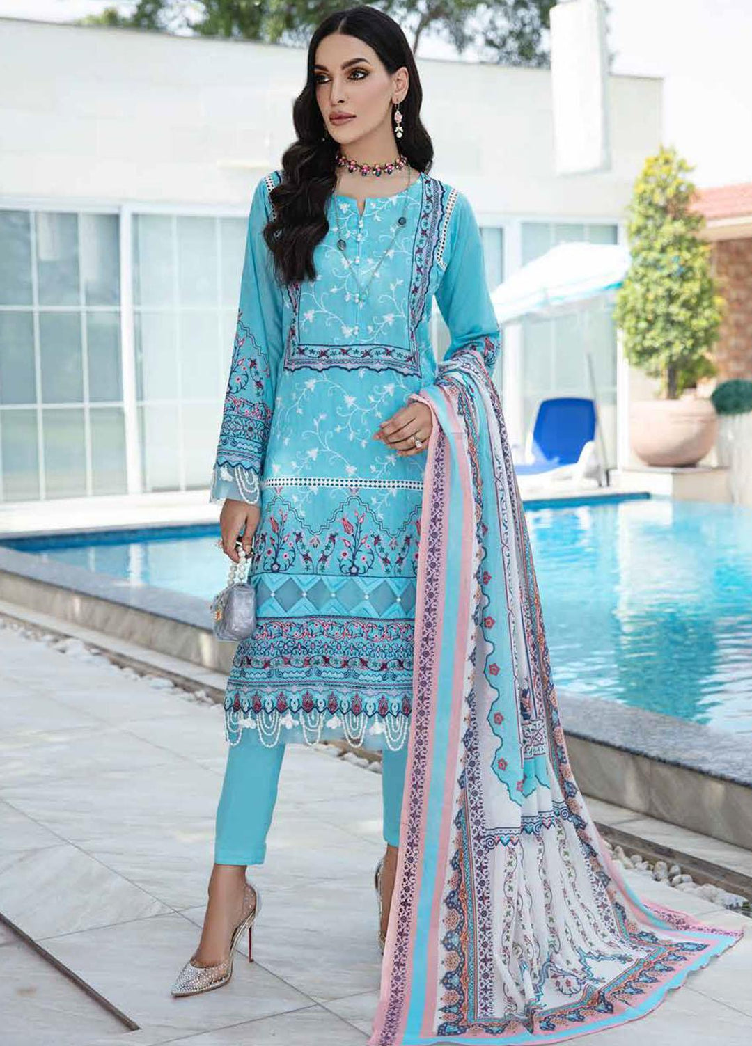 Banafsheh Embroidered Lawn Suits Unstitched 3 Piece BFPEL22 BNP/12 - Summer Collection