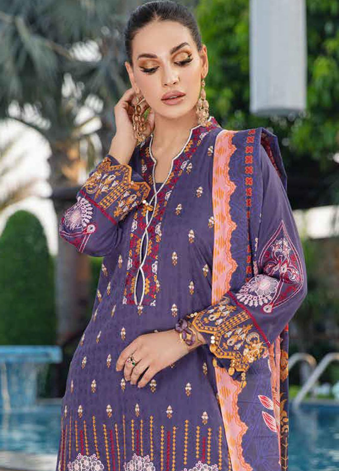 Banafsheh Embroidered Lawn Suits Unstitched 3 Piece BFPEL22 BNP/14 - Summer Collection
