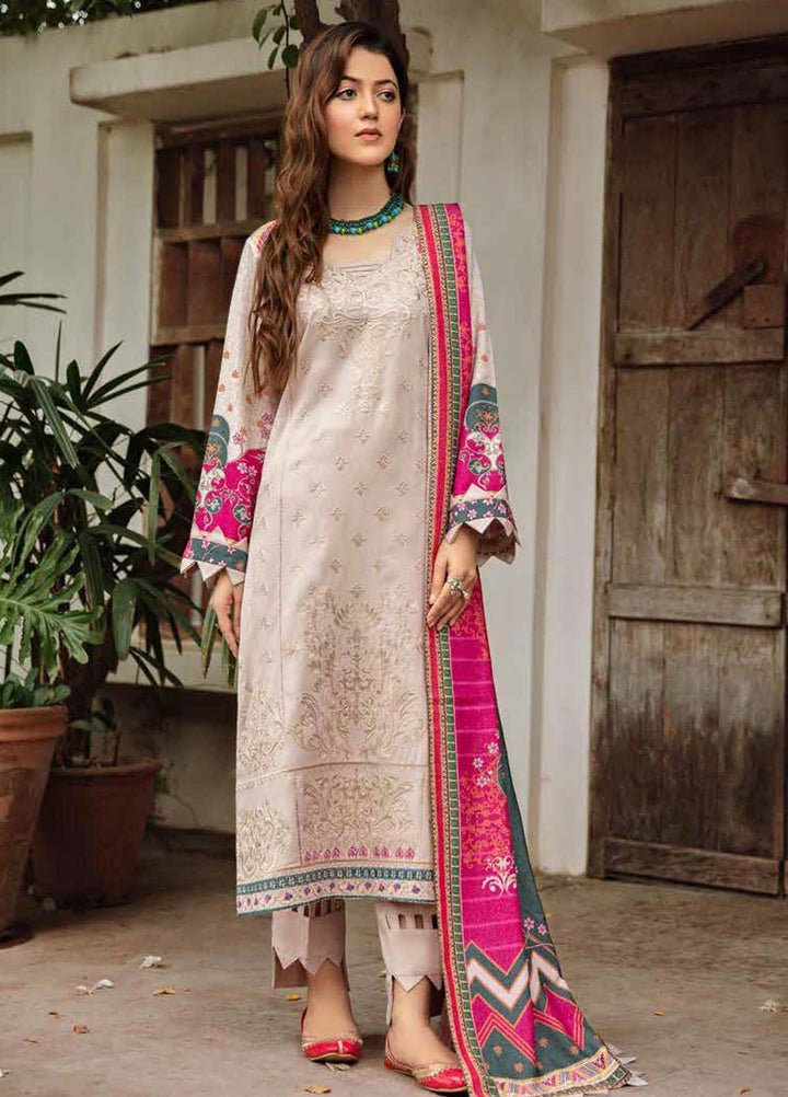 Banafsheh Embroidered Silk Karandi Suits Unstitched 3 Piece BF21PK BNK-07 - Winter Collection