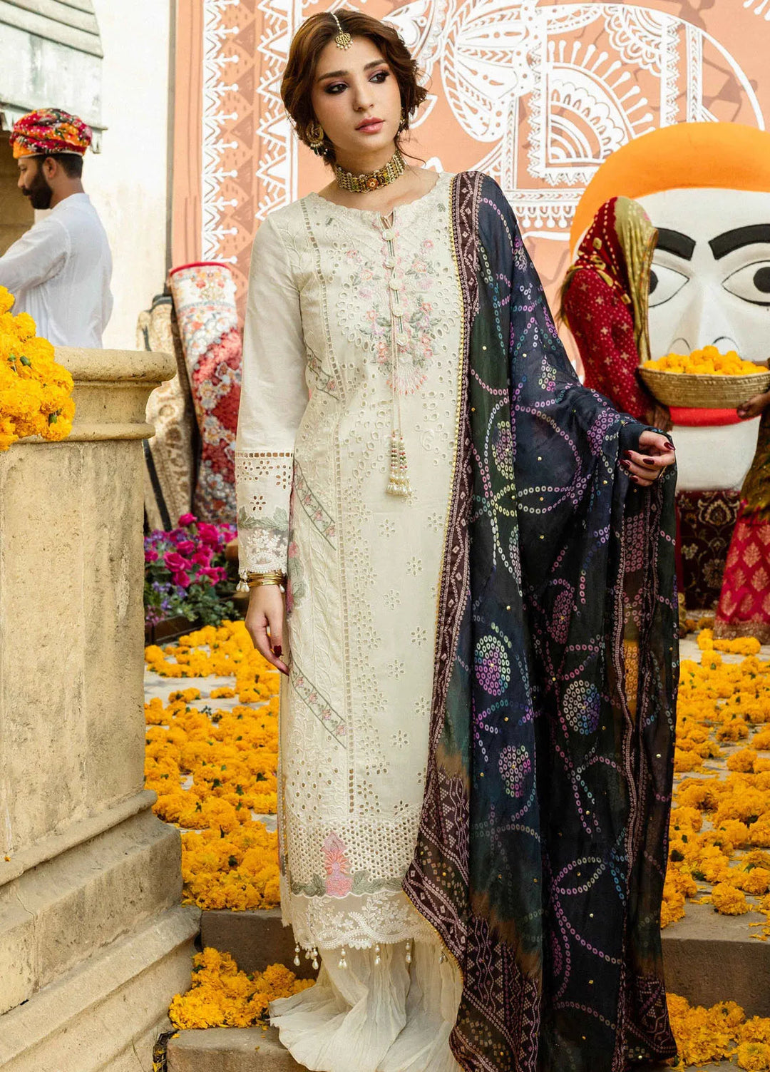 Bandhani by Al Zohaib Embroidered Chikankari Suits Unstitched 3 Piece AZ25B D-02 - Summer Collection