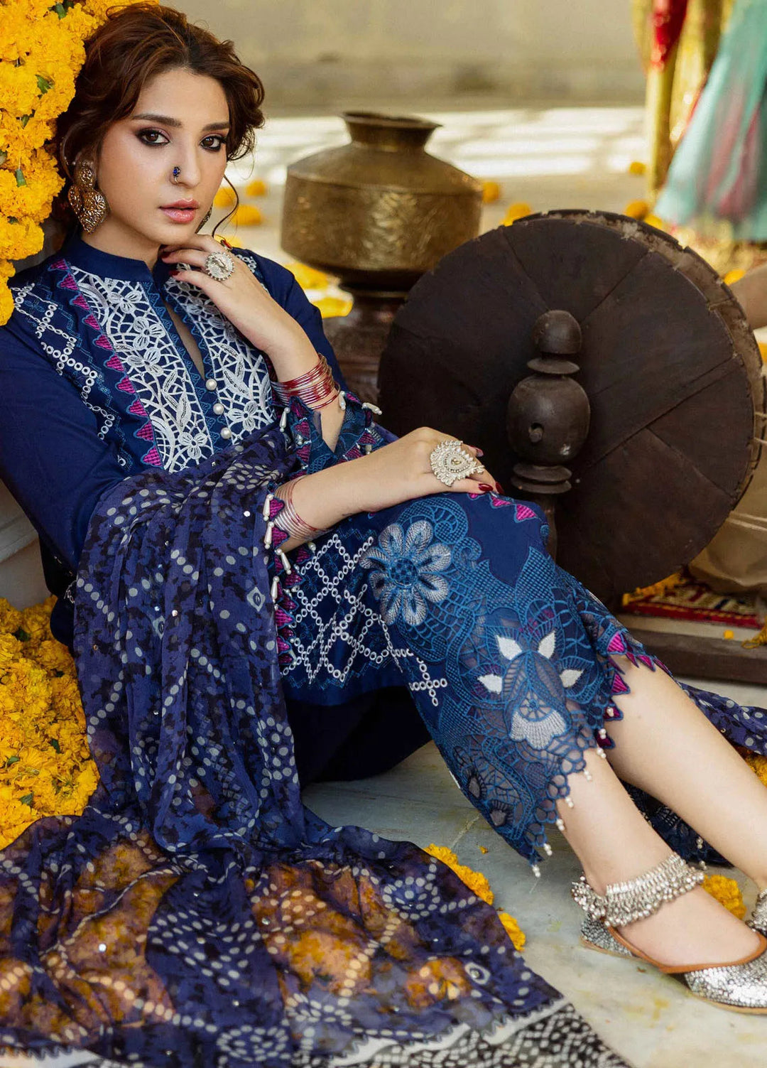 Bandhani by Al Zohaib Embroidered Chikankari Suits Unstitched 3 Piece AZ25B D-03 - Summer Collection