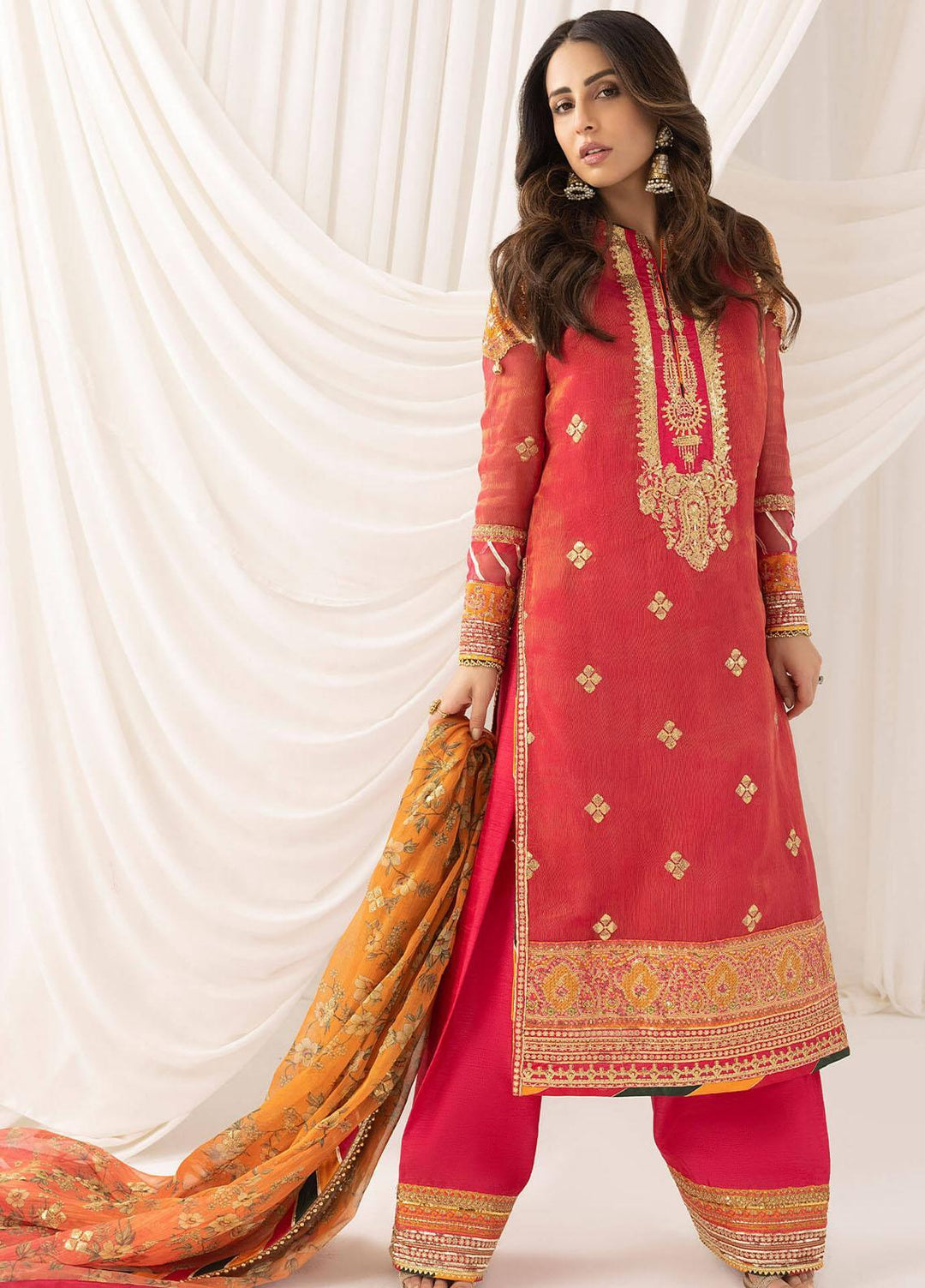 Barasti By Asifa & Nabeel Embroidered Missouri Suits Unstitched 3 Piece AN23BT ANB-04 Sunehri - Festive Collection
