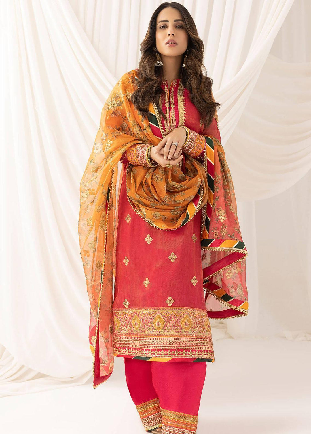 Barasti By Asifa & Nabeel Embroidered Missouri Suits Unstitched 3 Piece AN23BT ANB-04 Sunehri - Festive Collection