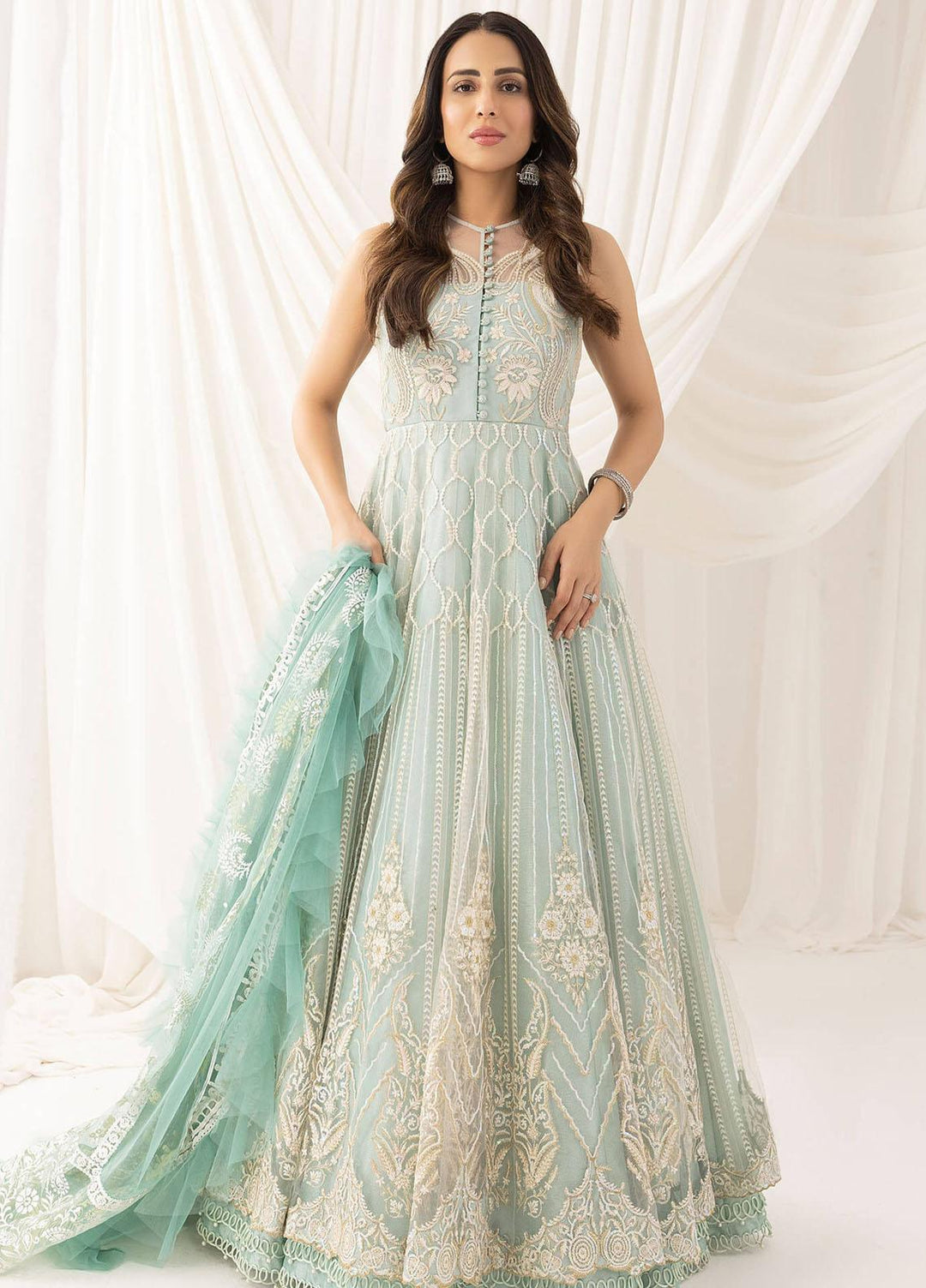 Barasti By Asifa & Nabeel Embroidered Net Suits Unstitched 3 Piece AN23BT ANB-05 Chandni - Festive Collection