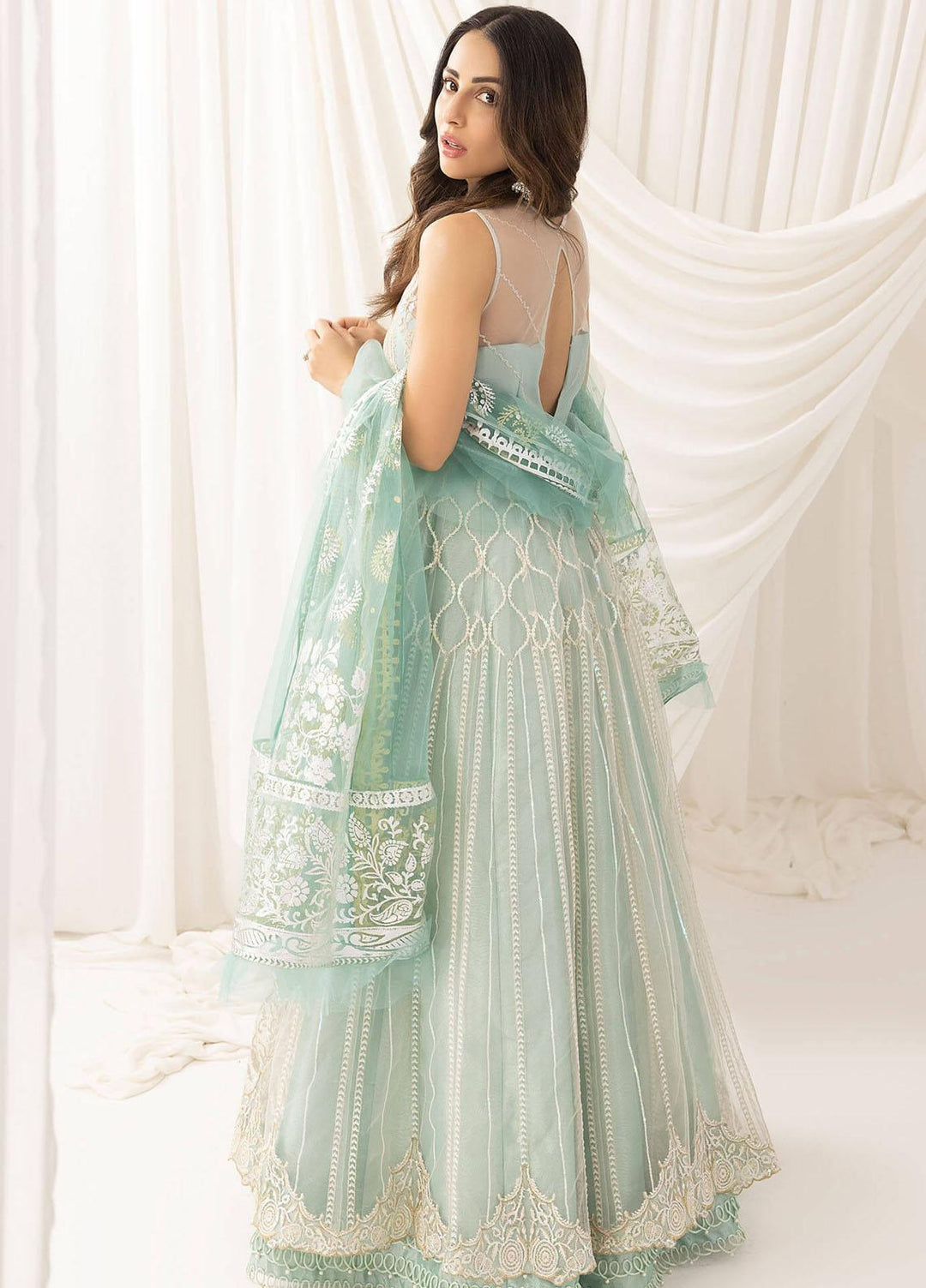 Barasti By Asifa & Nabeel Embroidered Net Suits Unstitched 3 Piece AN23BT ANB-05 Chandni - Festive Collection