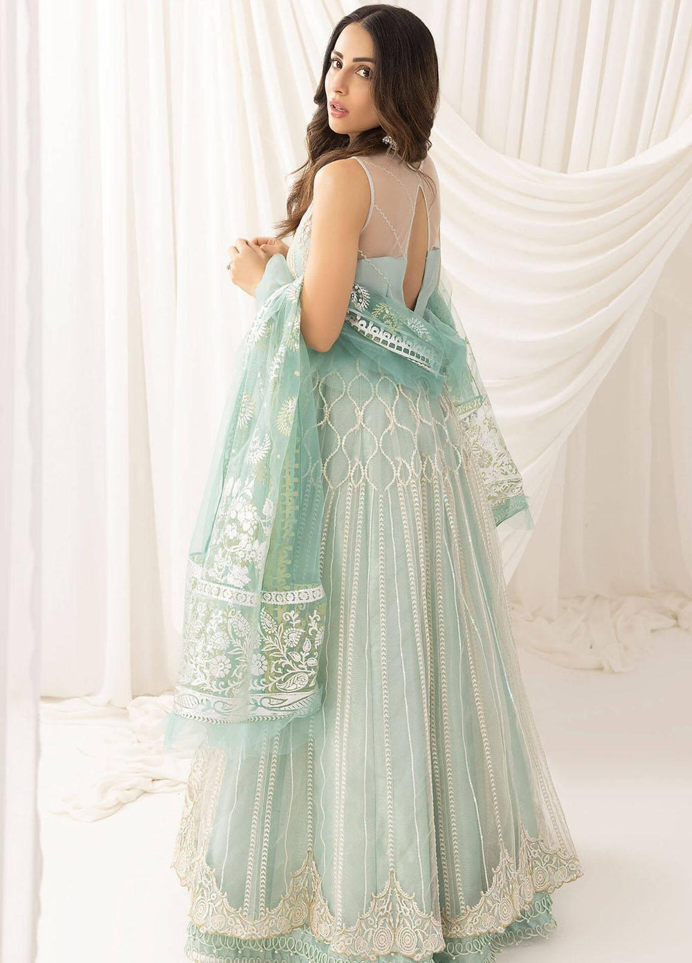 Barasti By Asifa & Nabeel Embroidered Net Suits Unstitched 3 Piece AN23BT ANB-05 Chandni - Festive Collection