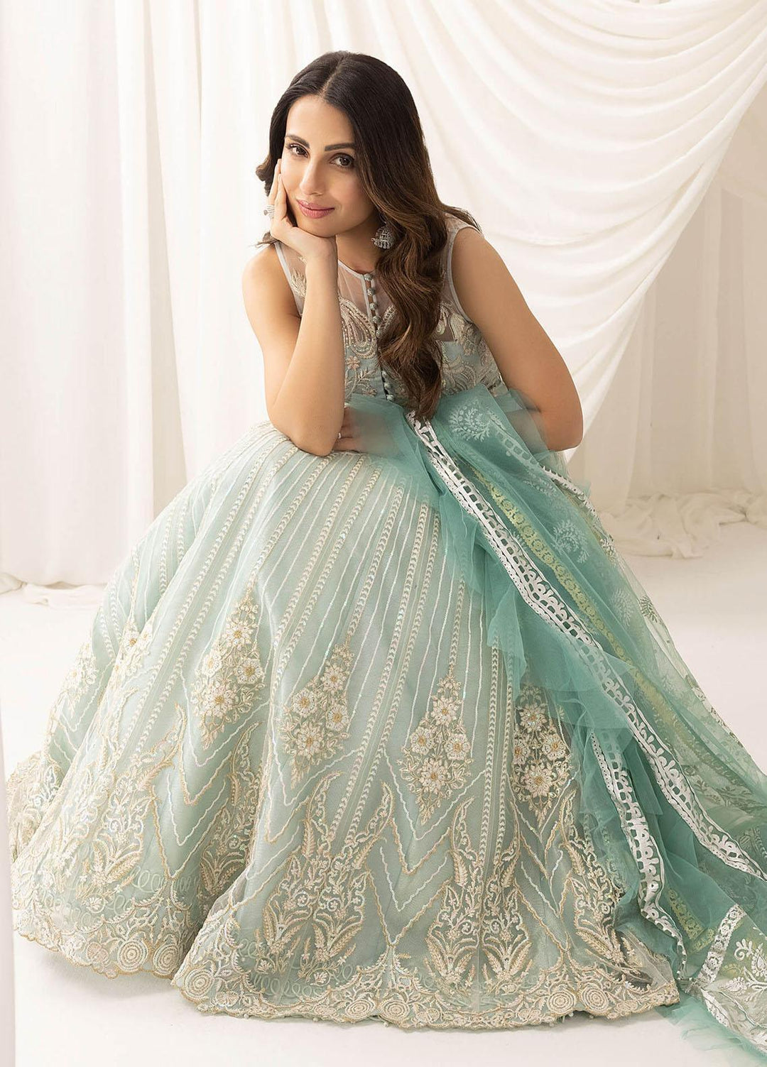 Barasti By Asifa & Nabeel Embroidered Net Suits Unstitched 3 Piece AN23BT ANB-05 Chandni - Festive Collection