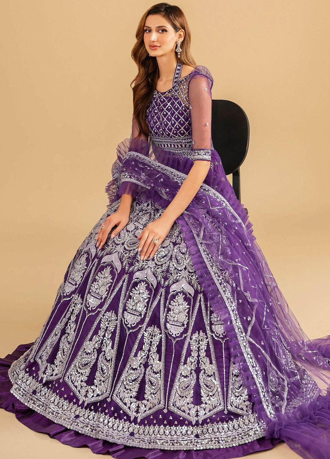 Barasti By Asifa & Nabeel Embroidered Net Suits Unstitched 3 Piece AN23BT ANB-07 Bandhani - Festive Collection