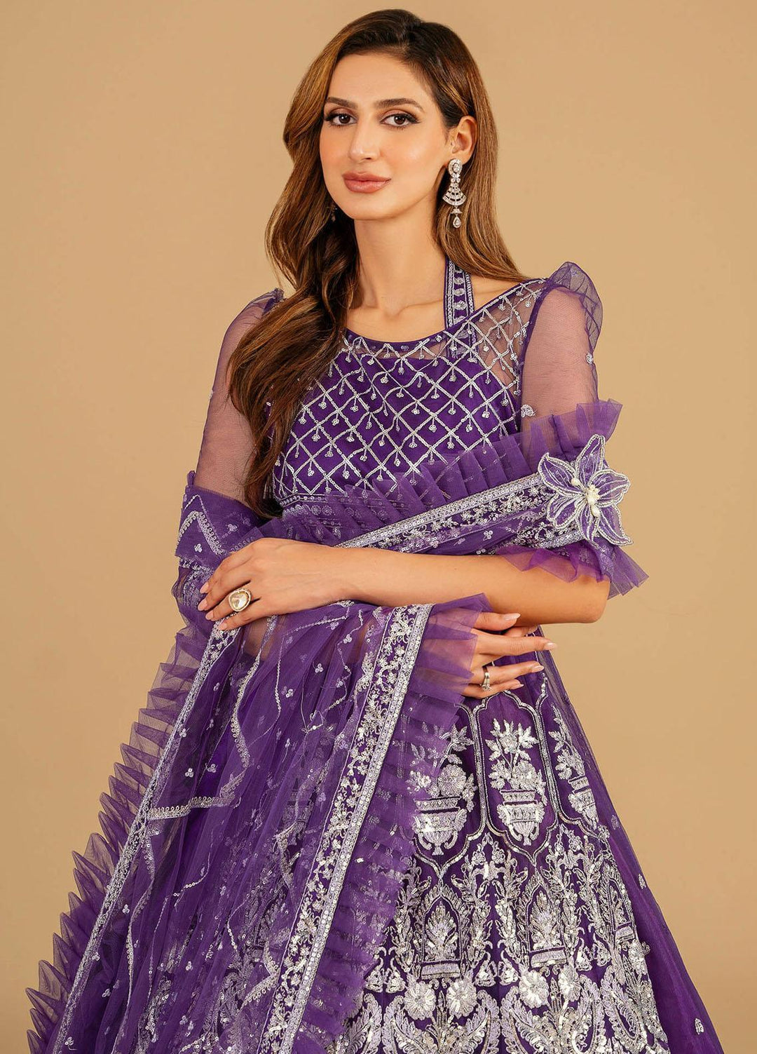 Barasti By Asifa & Nabeel Embroidered Net Suits Unstitched 3 Piece AN23BT ANB-07 Bandhani - Festive Collection