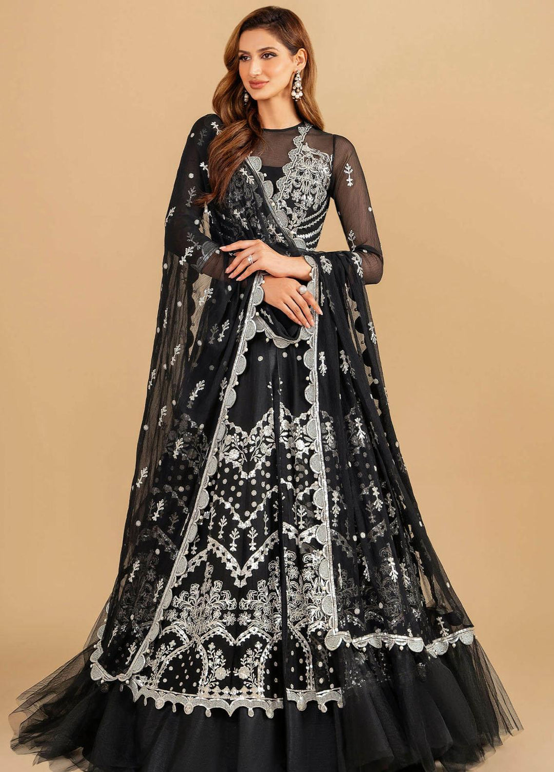 Barasti By Asifa & Nabeel Embroidered Chiffon Suits Unstitched 3 Piece AN23BT ANB-08 Basanti - Festive Collection