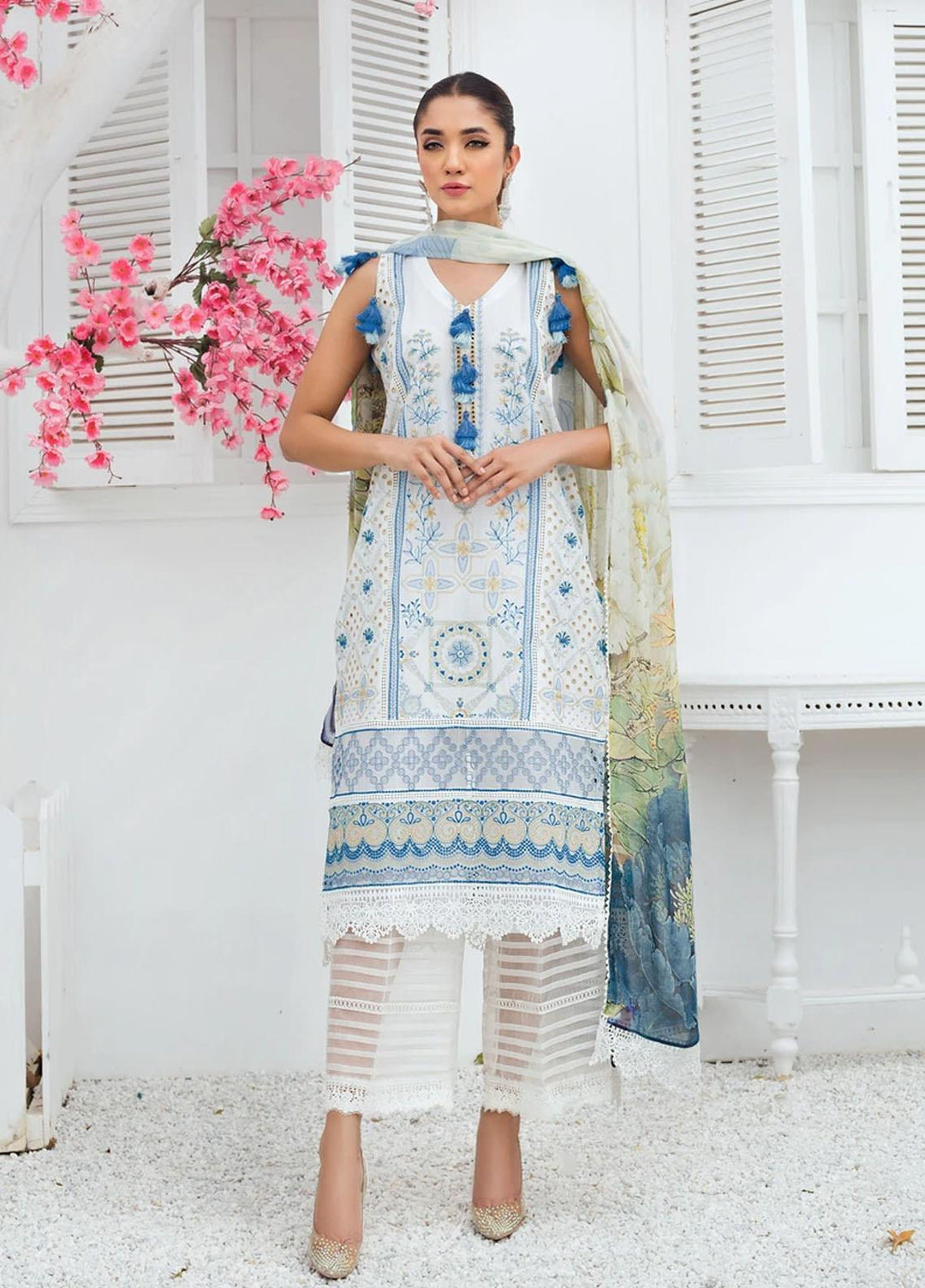 Bareen by Resham Ghar Embroidered Lawn Suits Unstitched 3 Piece BR21RG BR-01 - Spring/Summer Collection