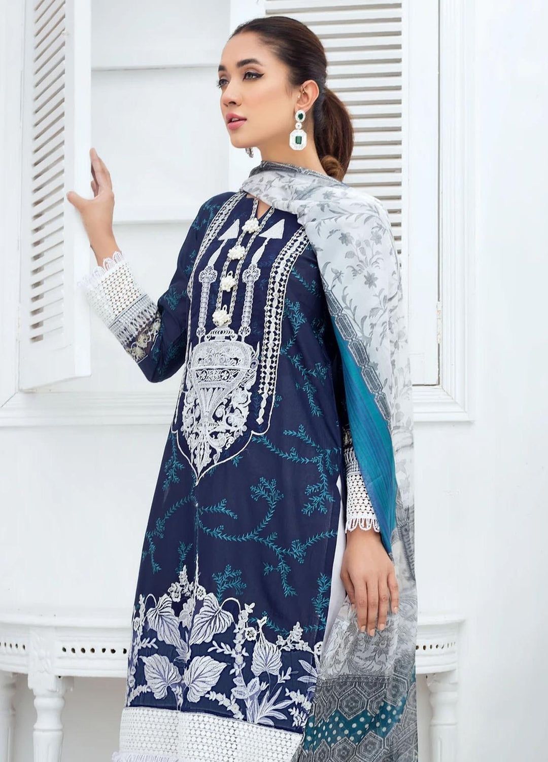Bareen by Resham Ghar Embroidered Lawn Suits Unstitched 3 Piece BR21RG BR-02 - Spring/Summer Collection