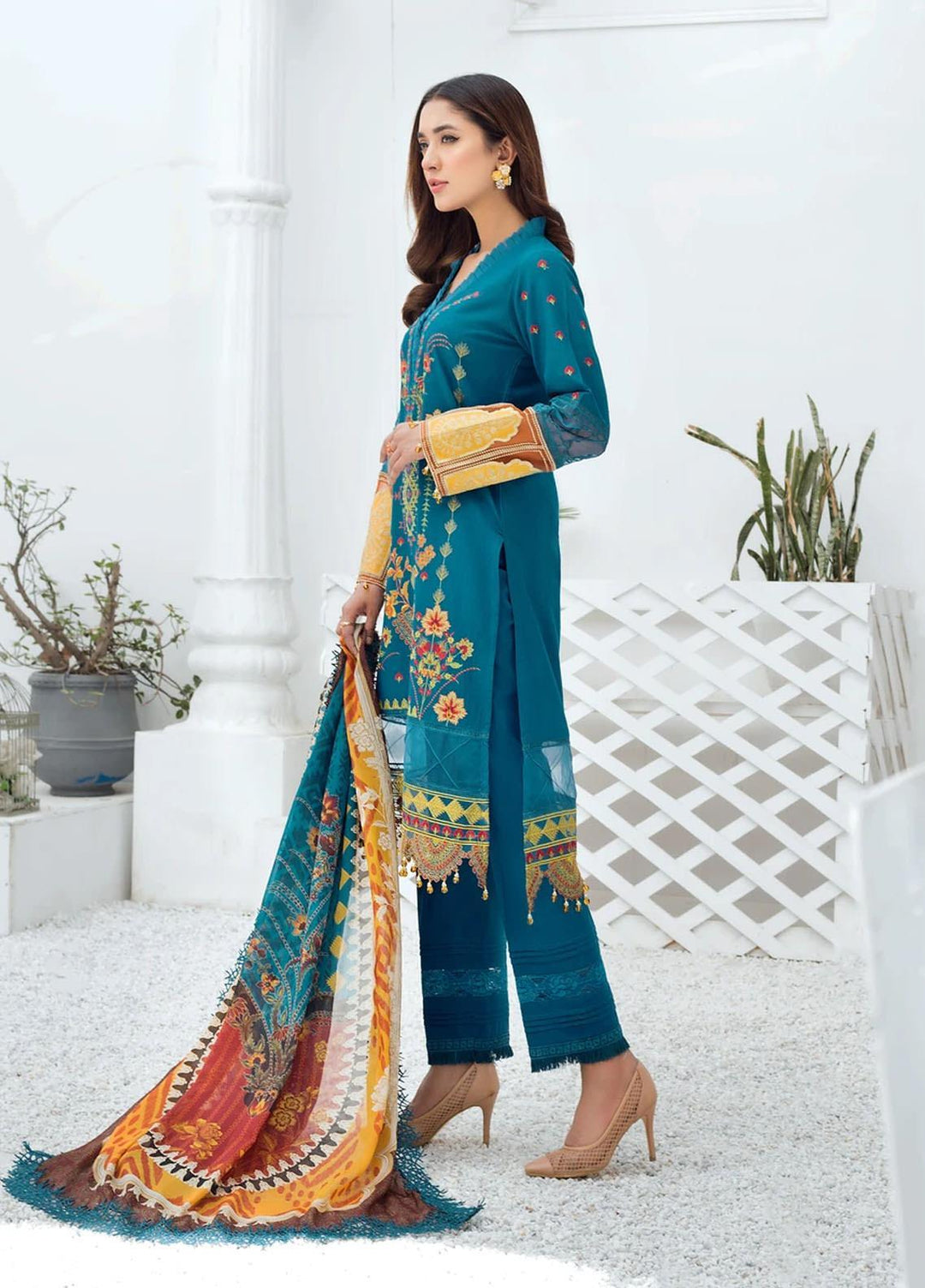 Bareen by Resham Ghar Embroidered Lawn Suits Unstitched 3 Piece BR21RG BR-06 - Spring/Summer Collection