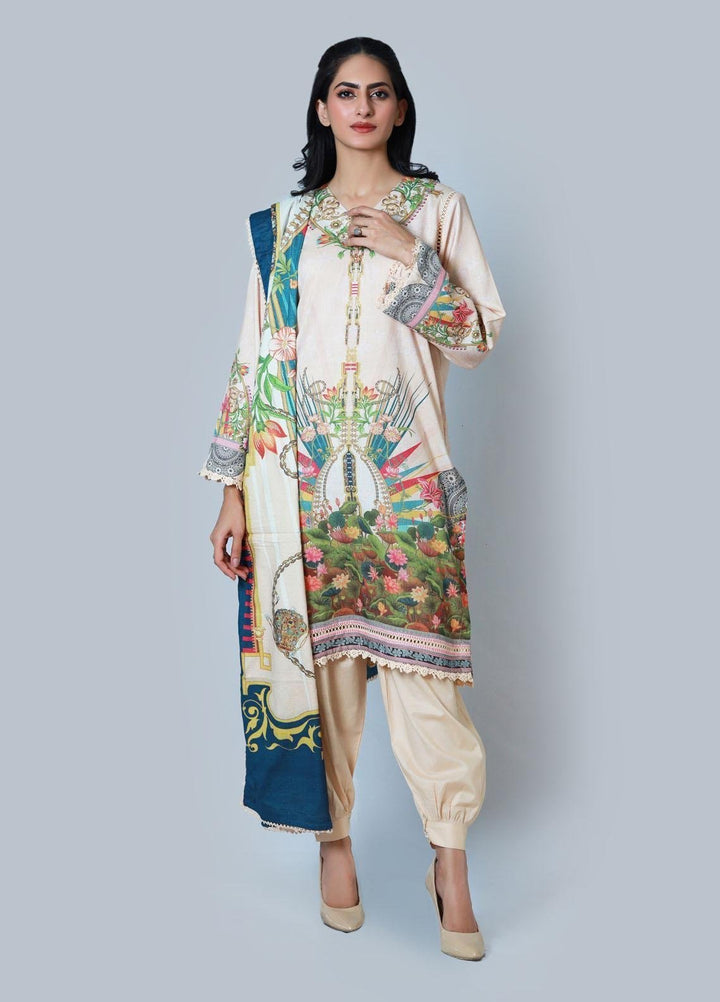 Bareeq Pret  Lawn 3 Piece Suit Classic Ivory