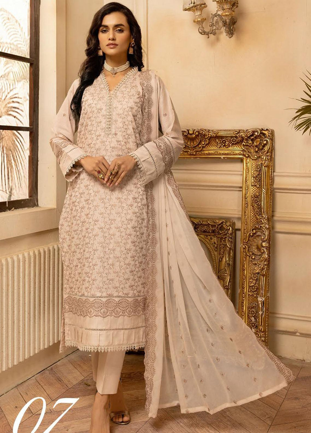Bareeze By Aalaya Embroidered Lawn Suits Unstitched 3 Piece ALY23B-V3 D-7 - Luxury Summer Collection