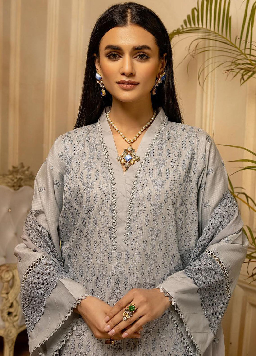 Bareeze By Aalaya Embroidered Lawn Suits Unstitched 3 Piece ALY23B-V3 D-8 - Luxury Summer Collection