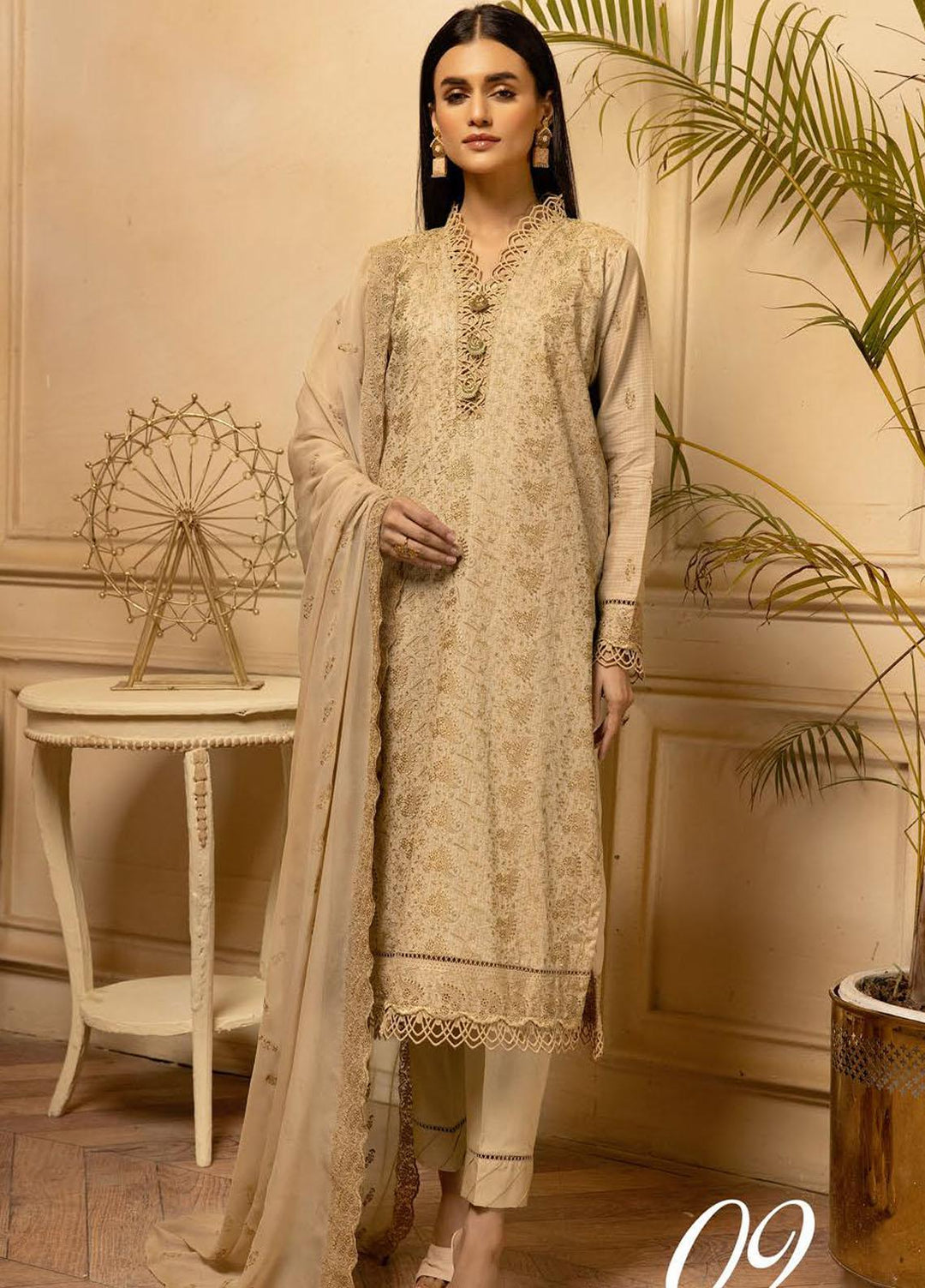 Bareeze By Aalaya Embroidered Lawn Suits Unstitched 3 Piece ALY23B-V3 D-9 - Luxury Summer Collection