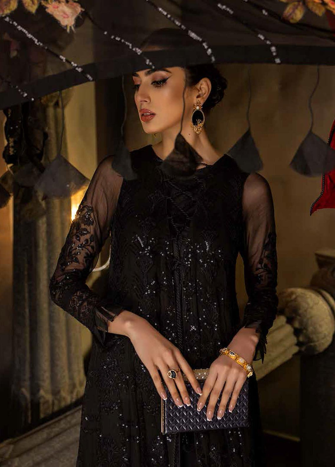 Barkha By Charizma Embroidered Chiffon Suits Unstitched 3 Piece CRZ23B CBK-01 - Premium Collection