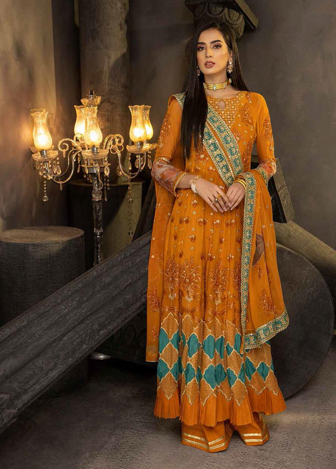 Barkha By Charizma Embroidered Chiffon Suits Unstitched 3 Piece CRZ23B CBK-02 - Premium Collection