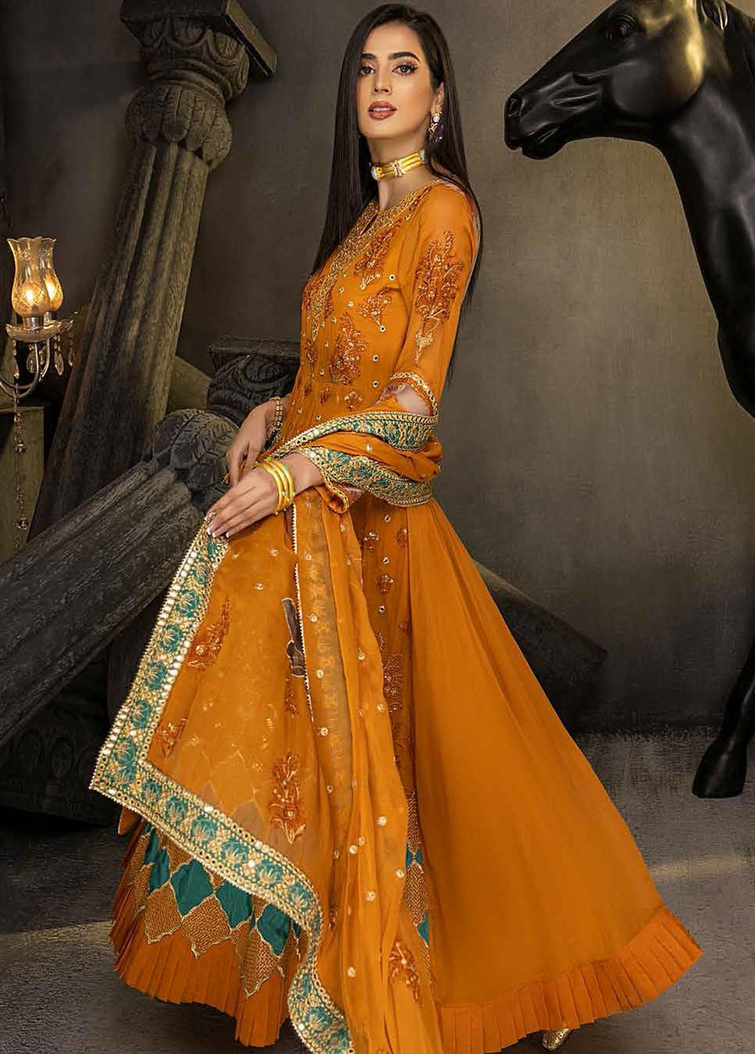 Barkha By Charizma Embroidered Chiffon Suits Unstitched 3 Piece CRZ23B CBK-02 - Premium Collection