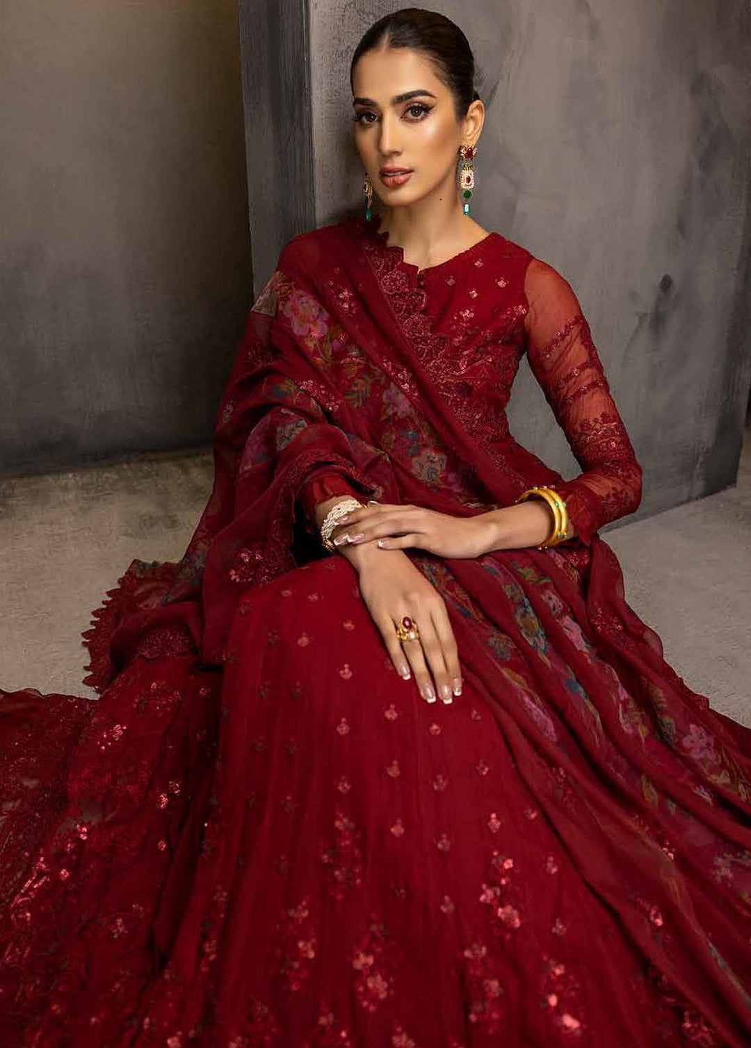 Barkha By Charizma Embroidered Chiffon Suits Unstitched 3 Piece CRZ23B CBK-03 - Premium Collection