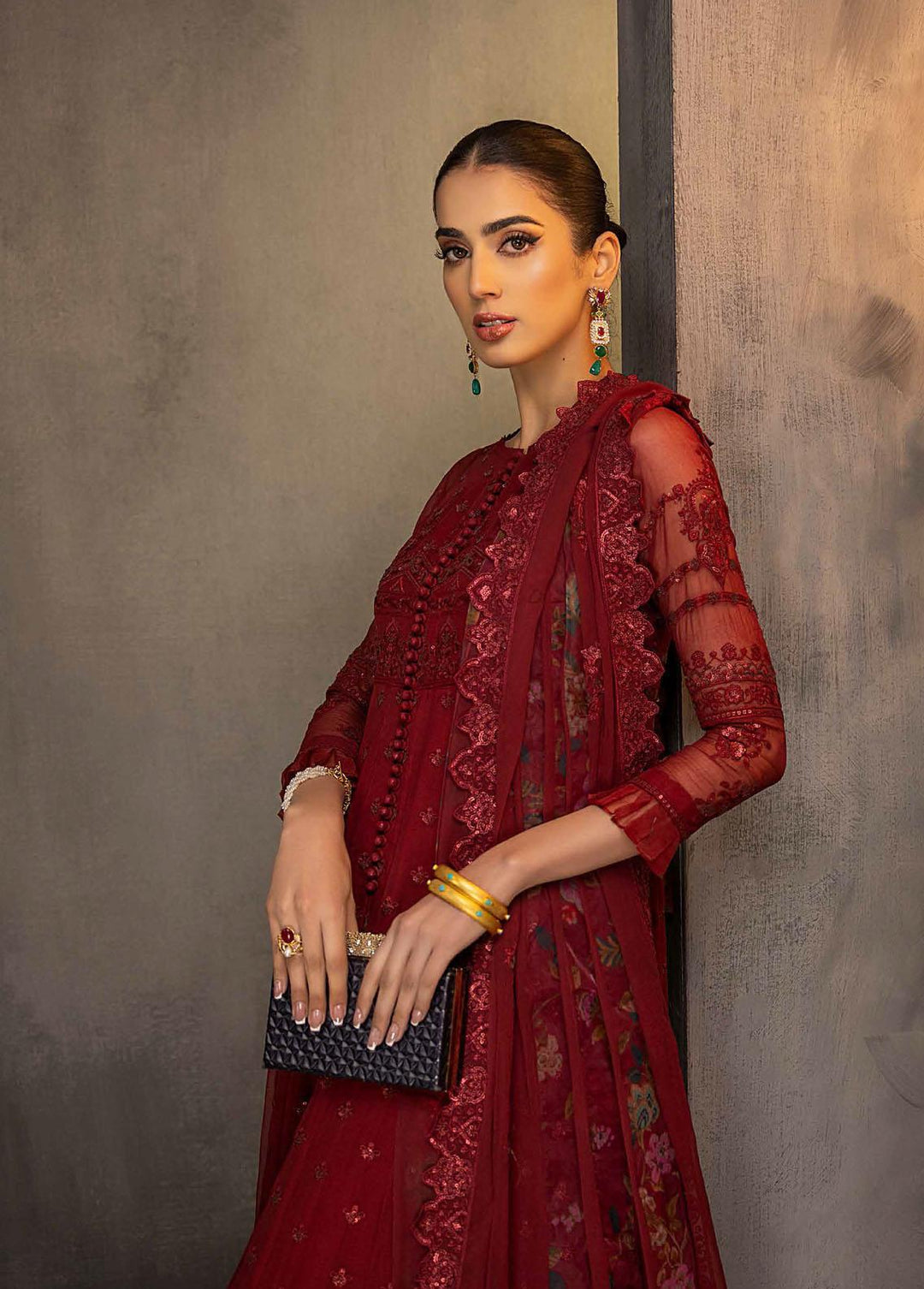 Barkha By Charizma Embroidered Chiffon Suits Unstitched 3 Piece CRZ23B CBK-03 - Premium Collection