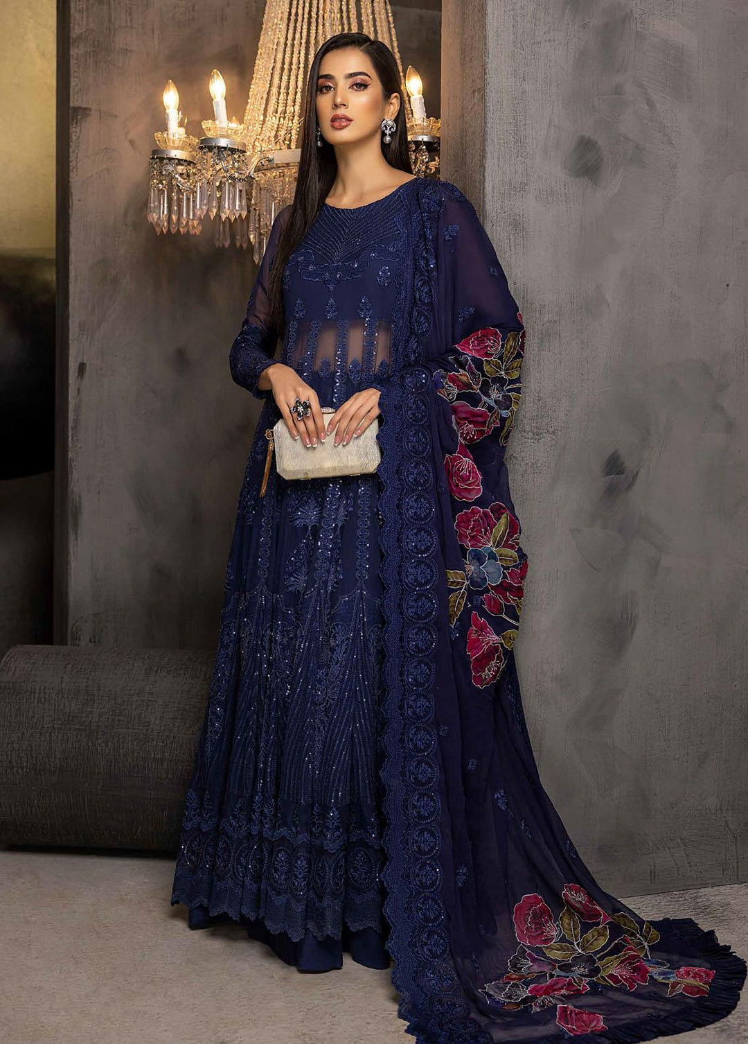 Barkha By Charizma Embroidered Chiffon Suits Unstitched 3 Piece CRZ23B CBK-04 - Premium Collection