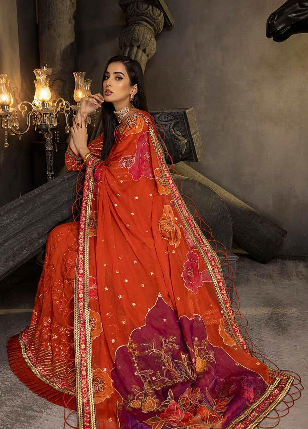 Barkha By Charizma Embroidered Chiffon Suits Unstitched 3 Piece CRZ23B CBK-05 - Premium Collection