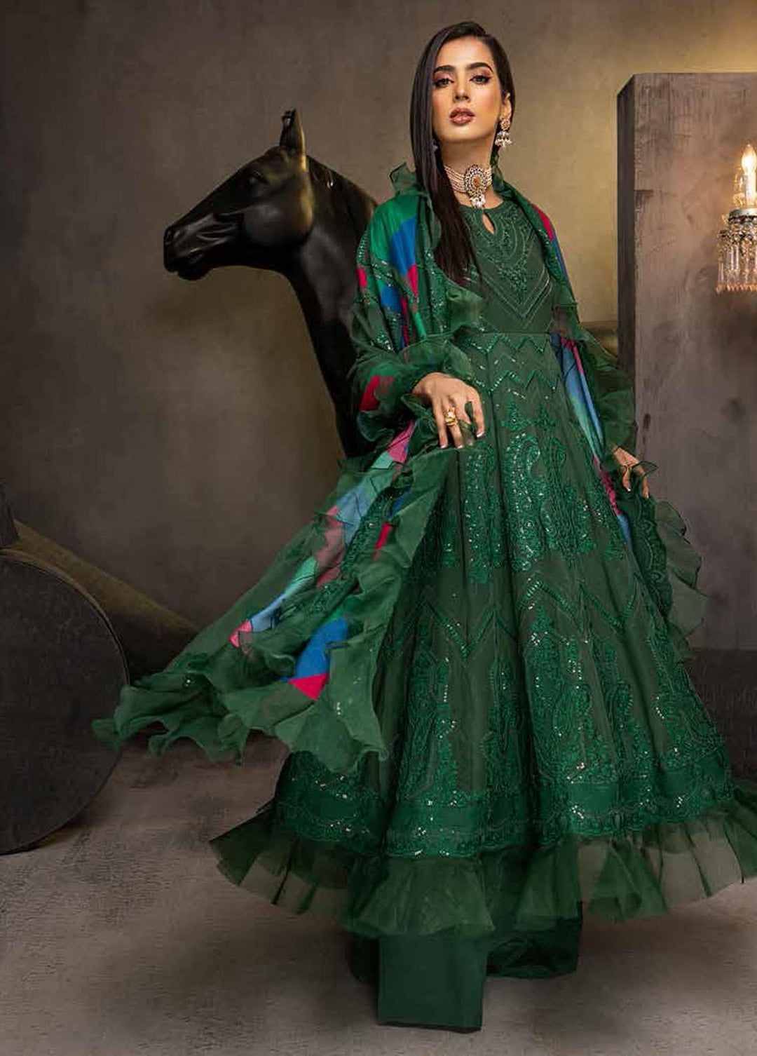 Barkha By Charizma Embroidered Chiffon Suits Unstitched 3 Piece CRZ23B CBK-06 - Premium Collection