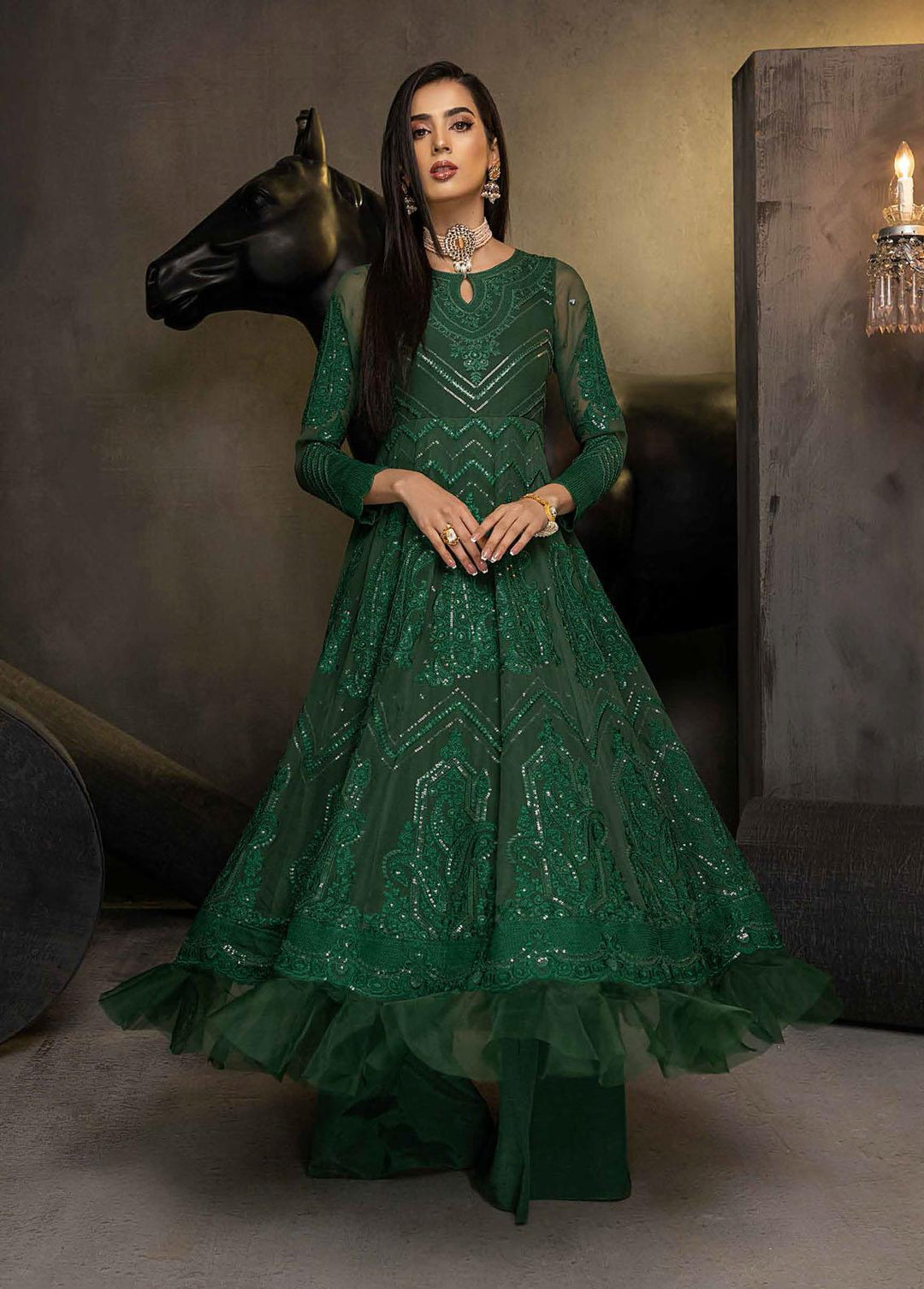 Barkha By Charizma Embroidered Chiffon Suits Unstitched 3 Piece CRZ23B CBK-06 - Premium Collection