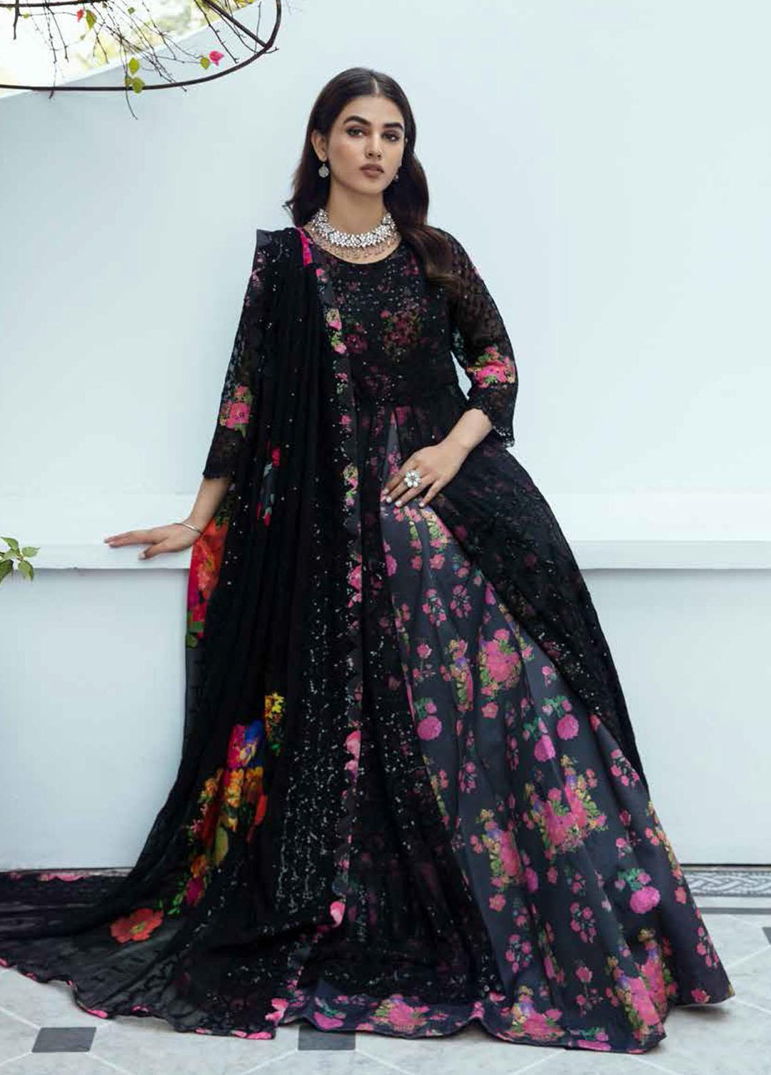 Barkha By Charizma Embroidered Chiffon Suits Unstitched 3 Piece CRZ23B CBK-07 - Premium Collection