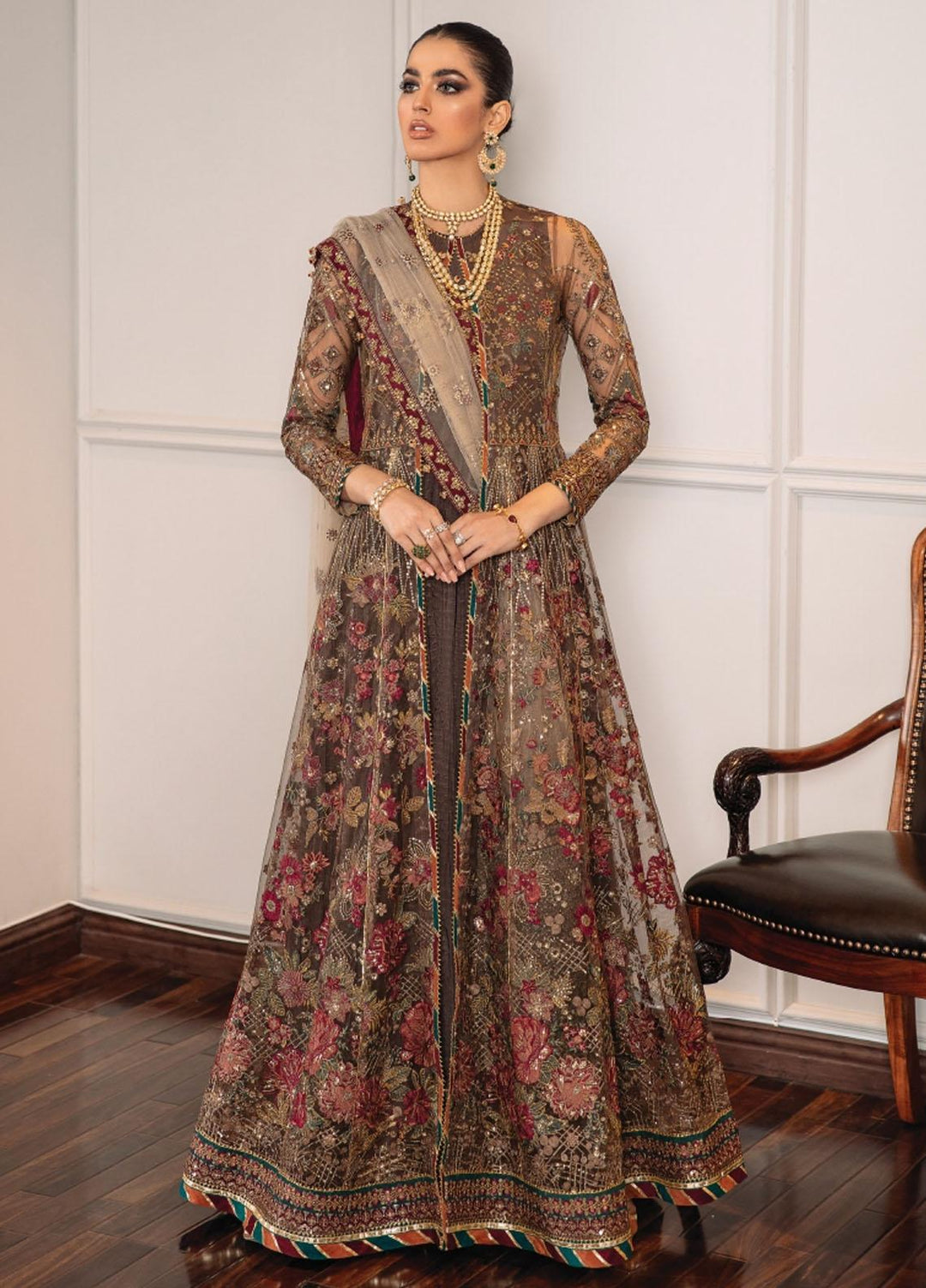 Baroque Embroidered Net Suits Unstitched 3 Piece BQ22CC EC-02 - Luxury Collection