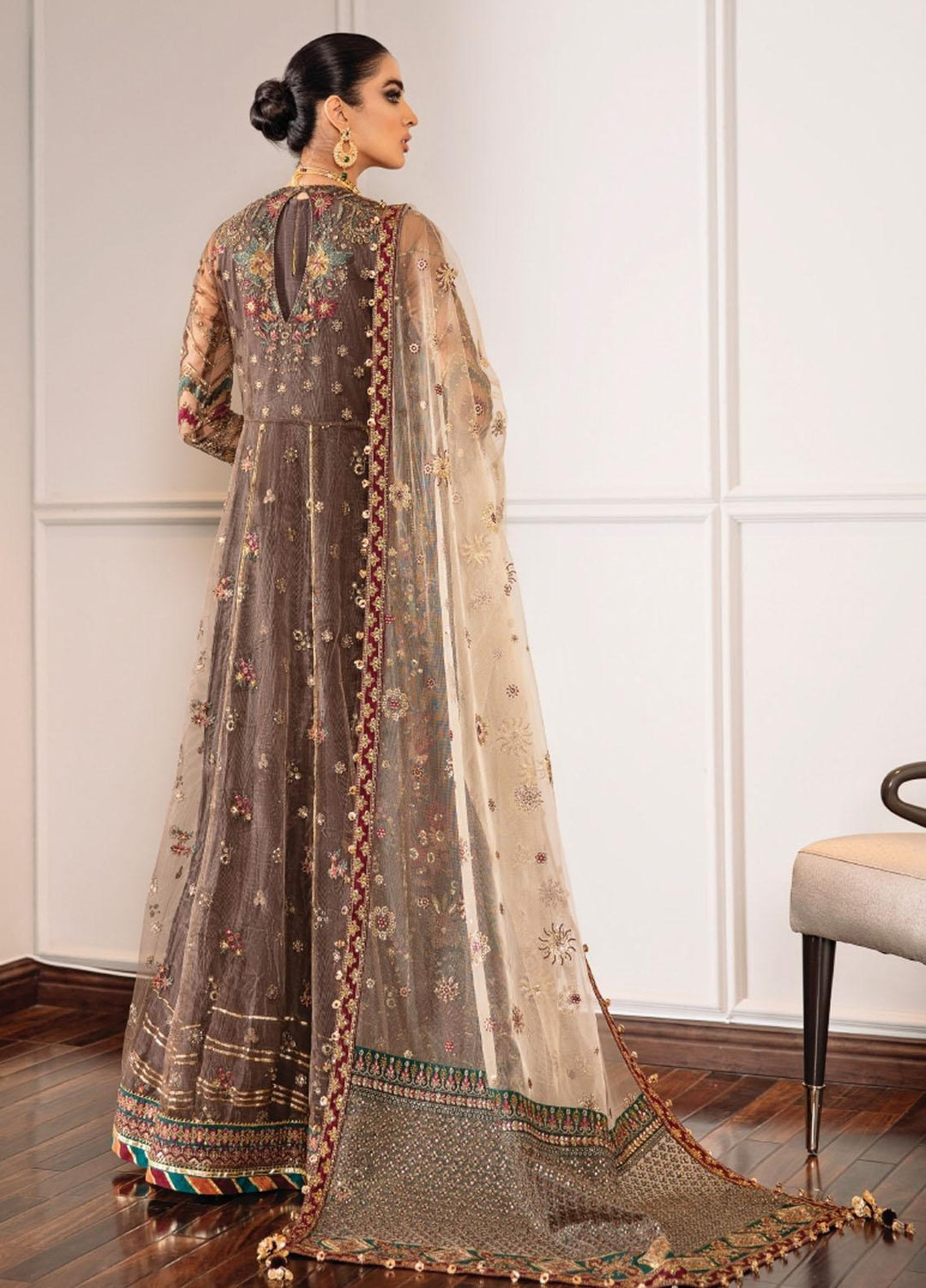Baroque Embroidered Net Suits Unstitched 3 Piece BQ22CC EC-02 - Luxury Collection