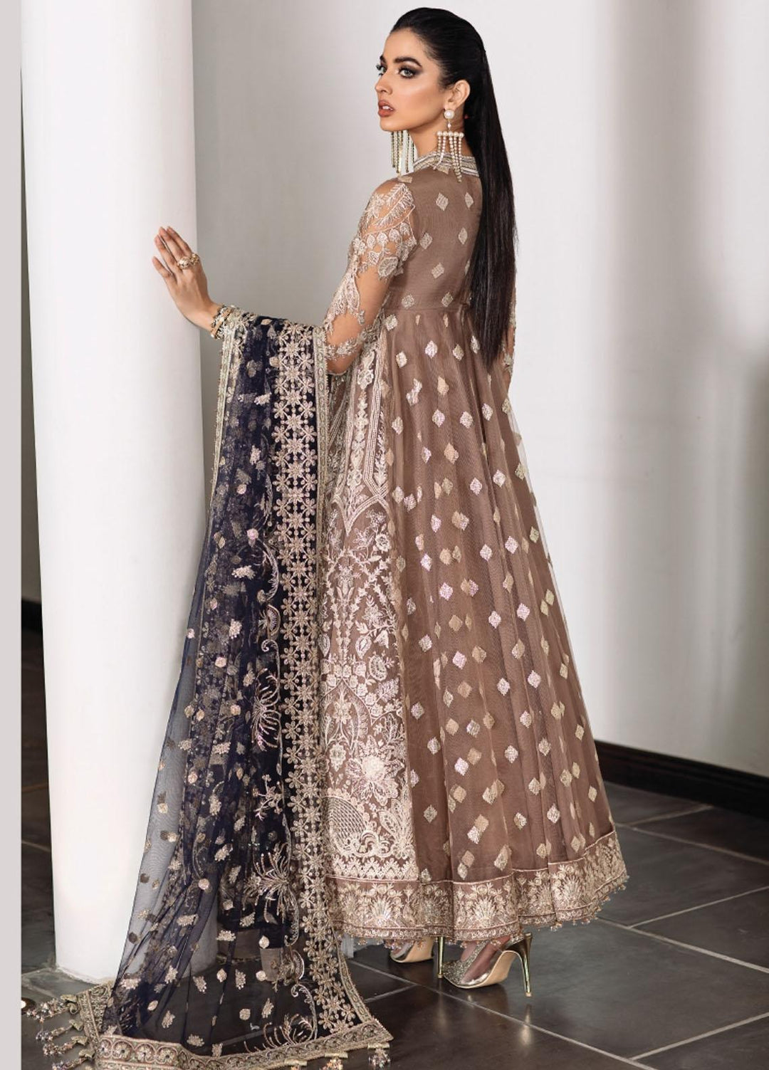 Baroque Embroidered Net Suits Unstitched 3 Piece BQ22CC EC-07 - Luxury Collection