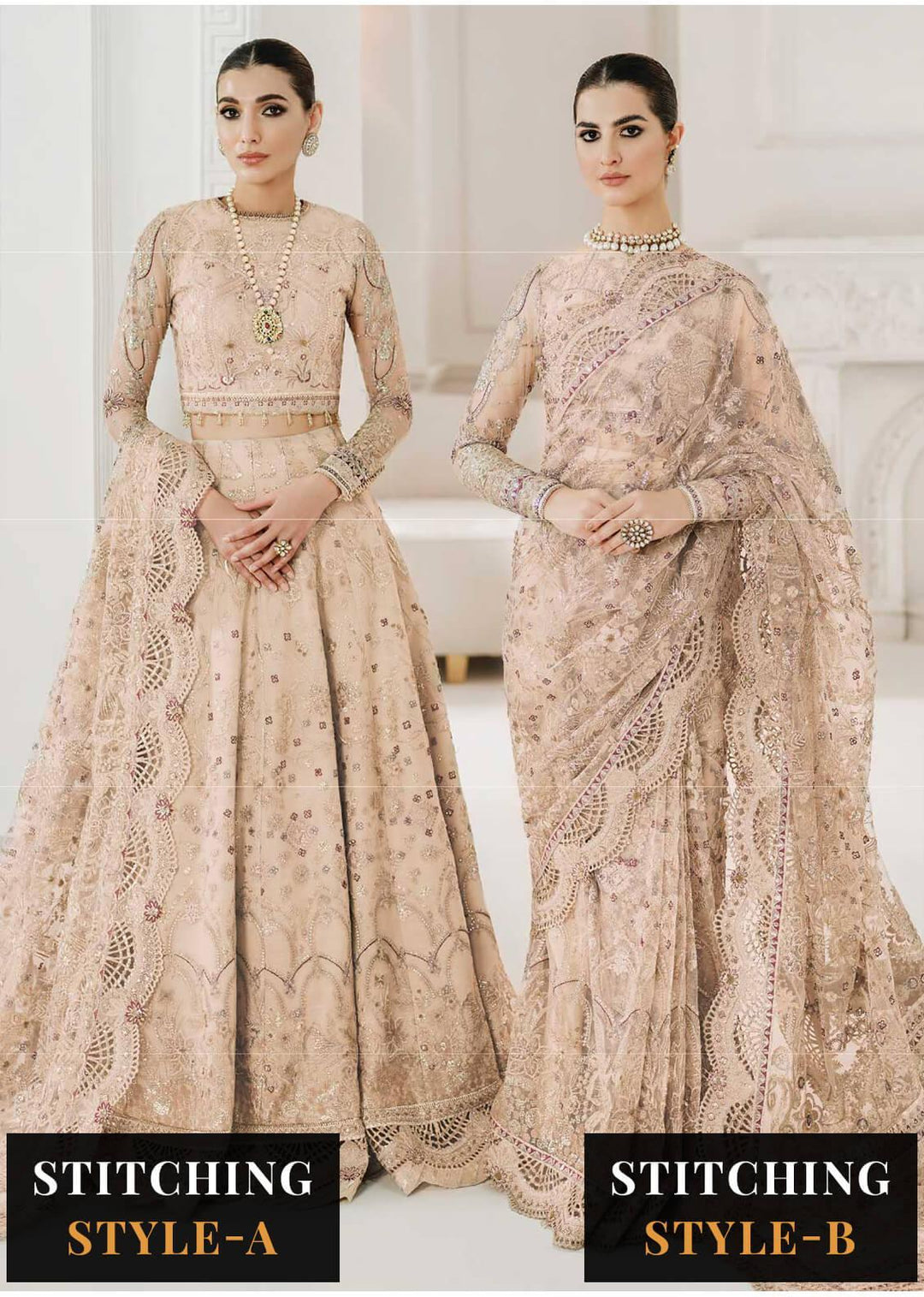 Baroque Embroidered Net Suits Unstitched 3 Piece BQU-CH10-D01 - Luxury Festive Tale