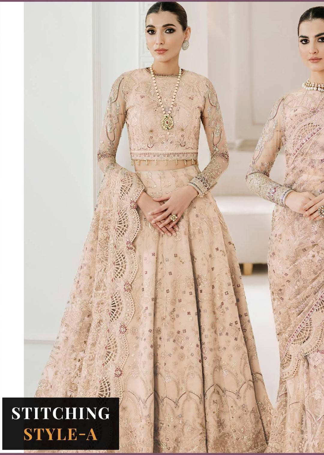 Baroque Embroidered Net Suits Unstitched 3 Piece BQU-CH10-D01 - Luxury Festive Tale