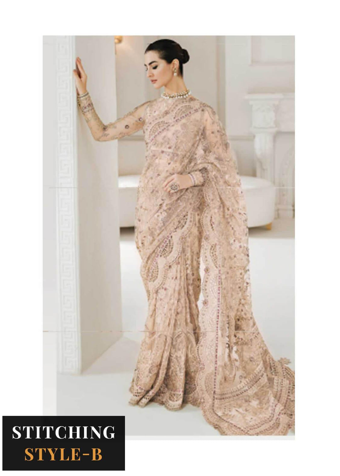 Baroque Embroidered Net Suits Unstitched 3 Piece BQU-CH10-D01 - Luxury Festive Tale