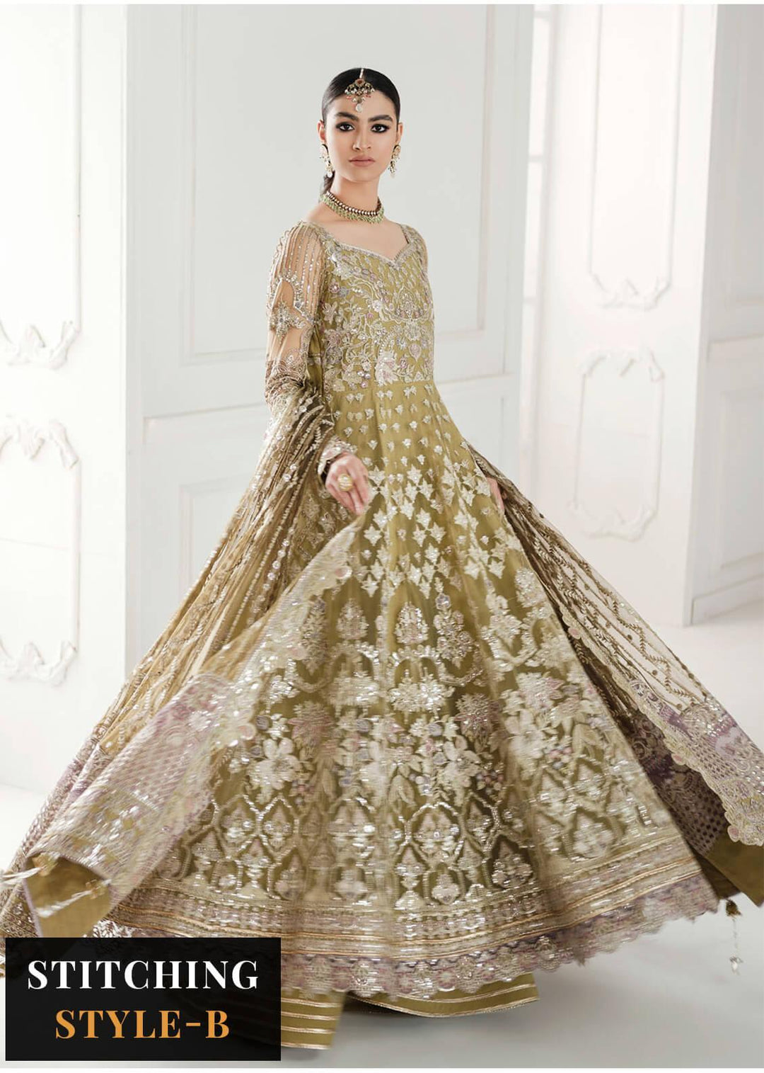 Baroque Embroidered Net Suits Unstitched 3 Piece BQU-CH10-D02 - Luxury Festive Tale