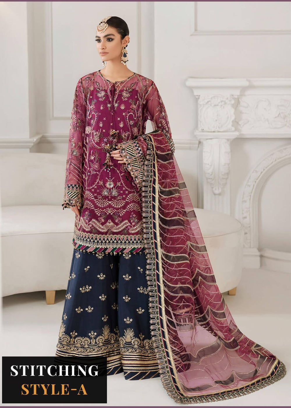 Chantelle by Baroque Unstitched Embroidered Net 3 Piece Suit BQ26UCF CH10-D03 - Festive Collection