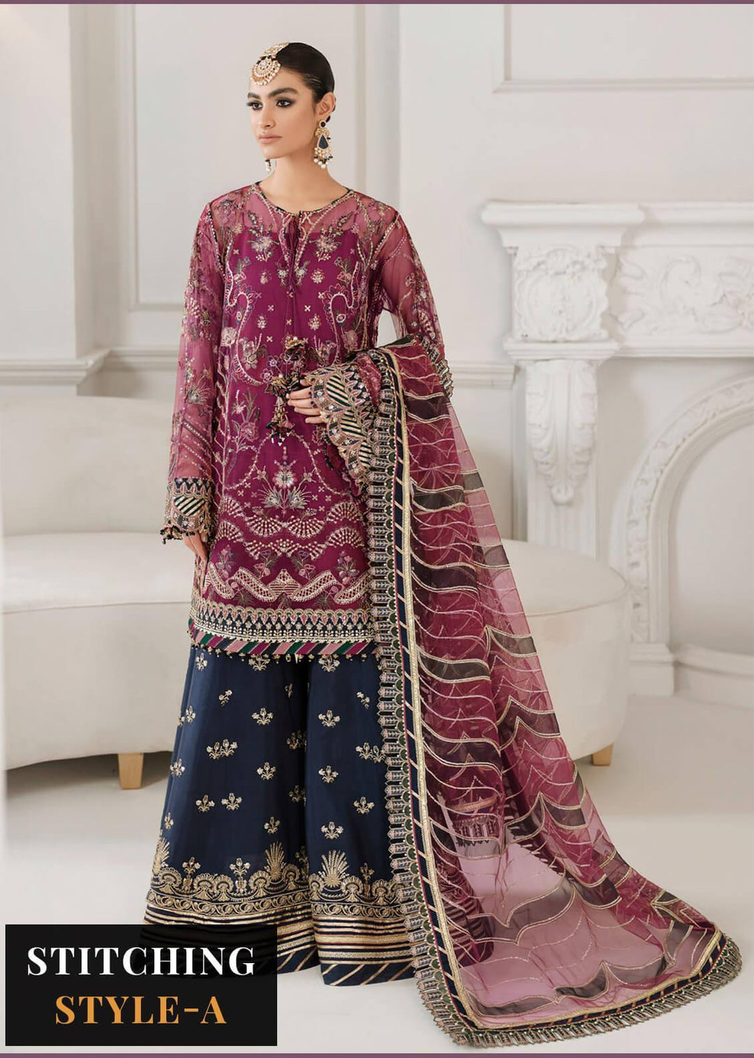 Chantelle by Baroque Unstitched Embroidered Net 3 Piece Suit BQ26UCF CH10-D03 - Festive Collection